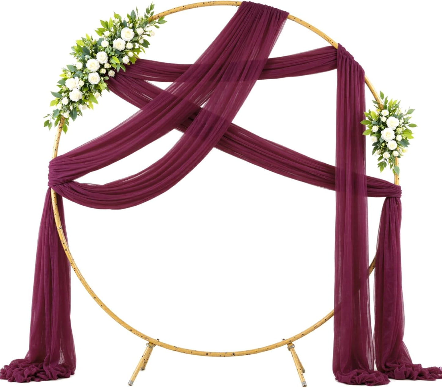 Wedding Arch Draping Fabric Backdrop 1 Panel 60" x 26Ft Burgundy Drapes Curtains for Wedding Reception Sheer Tulle Backdrop Curtain for Ceremony Birthday Party Baby Shower Arbor Ceiling Decorations