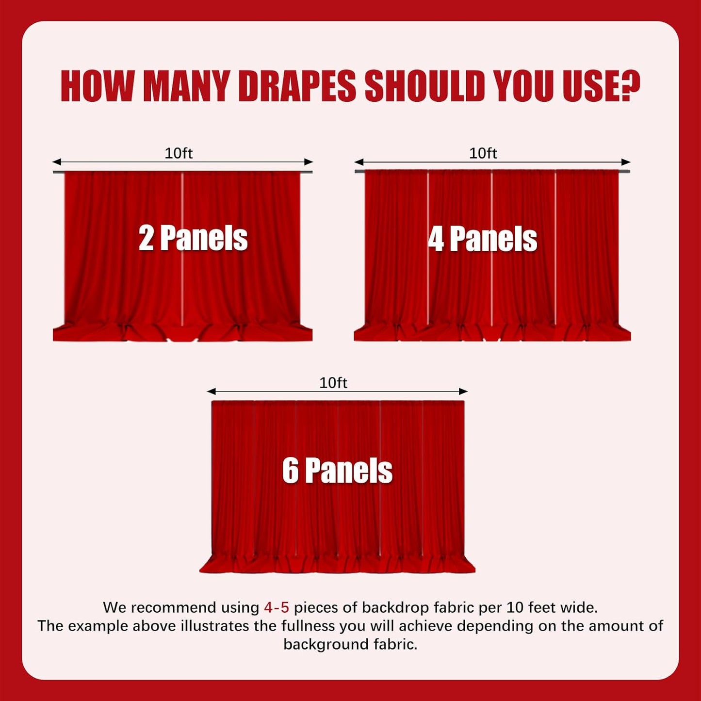 10ft x 10ft Red Brown Backdrop Curtains for Parties, Fabric Satin Background Curtain with Rod Pockets for Weddings, Birthday, Baby Shower, Photography, Graduation Party Backdrop Drapes, 2 Panels