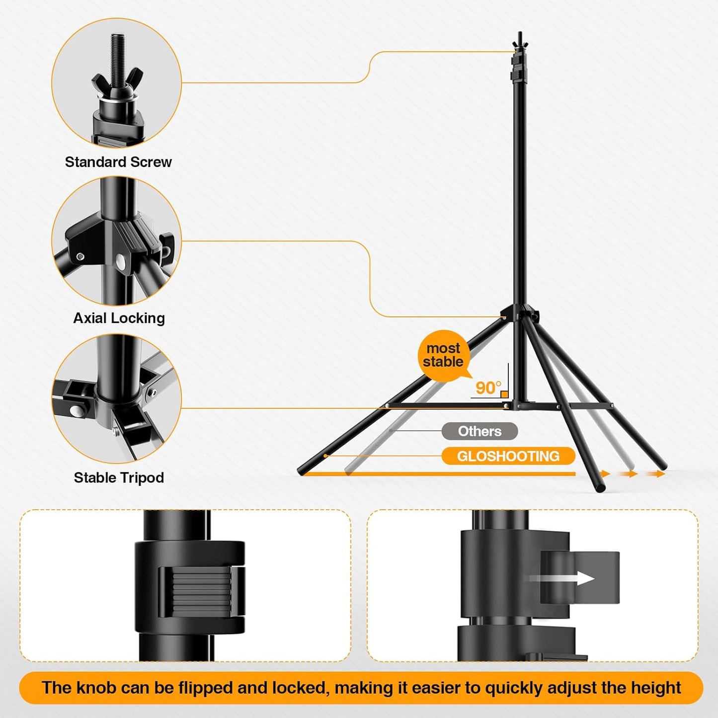 Backdrop Stand, 10x7ft(WxH) Photo Background Stand Adjustable Support Kit with 2 Crossbars, 8 Backdrop Clamps, 2 Sandbags and Carrying Bag for Parties Photography Wedding Decoration