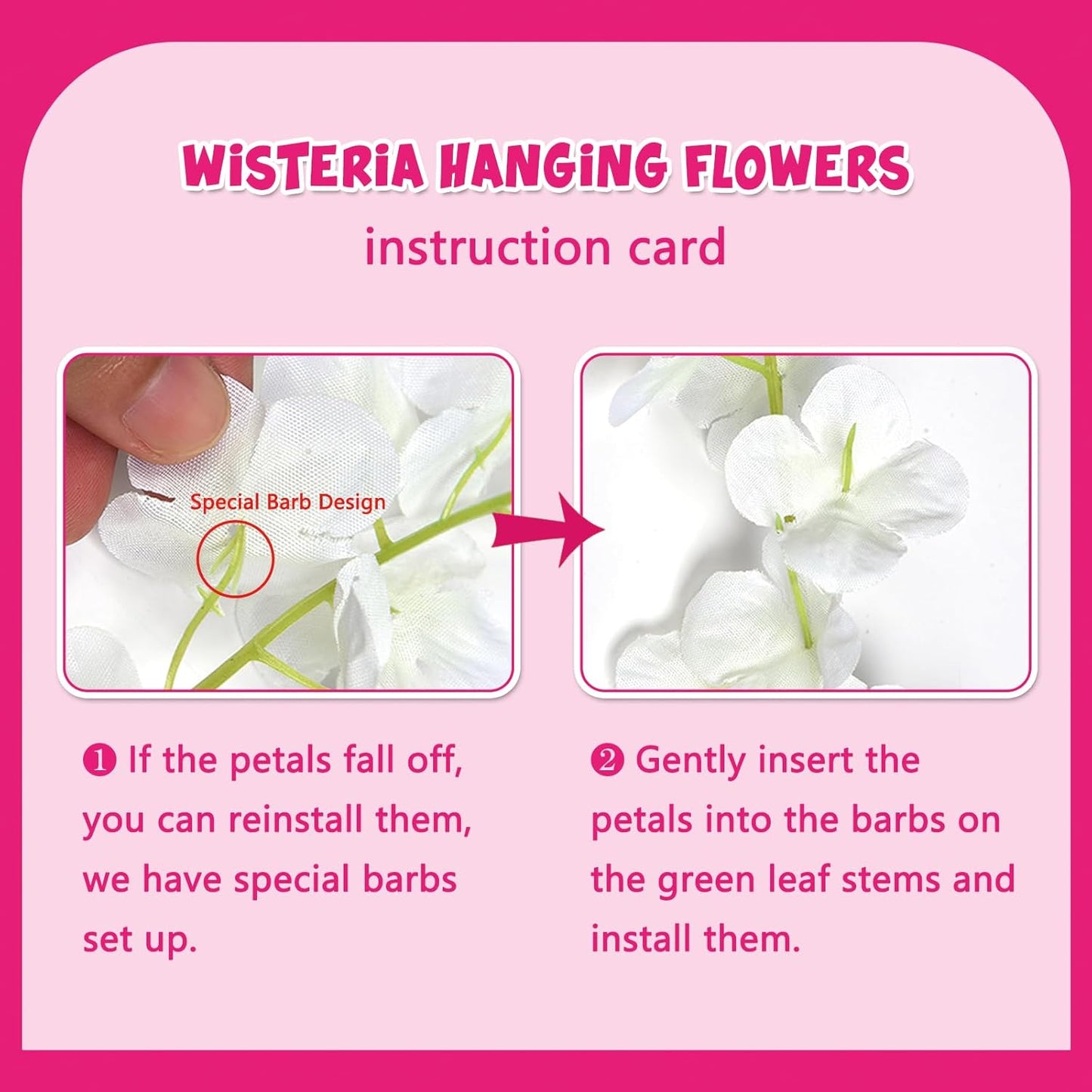 24 Pack Fuchsia Wisteria Hanging Flowers Garland, 3.77 Feet Artificial Flower Vines, Fake Wisteria, Artificial Vines Hanging Garland for Backdrop Outdoor Yard Garden Decor