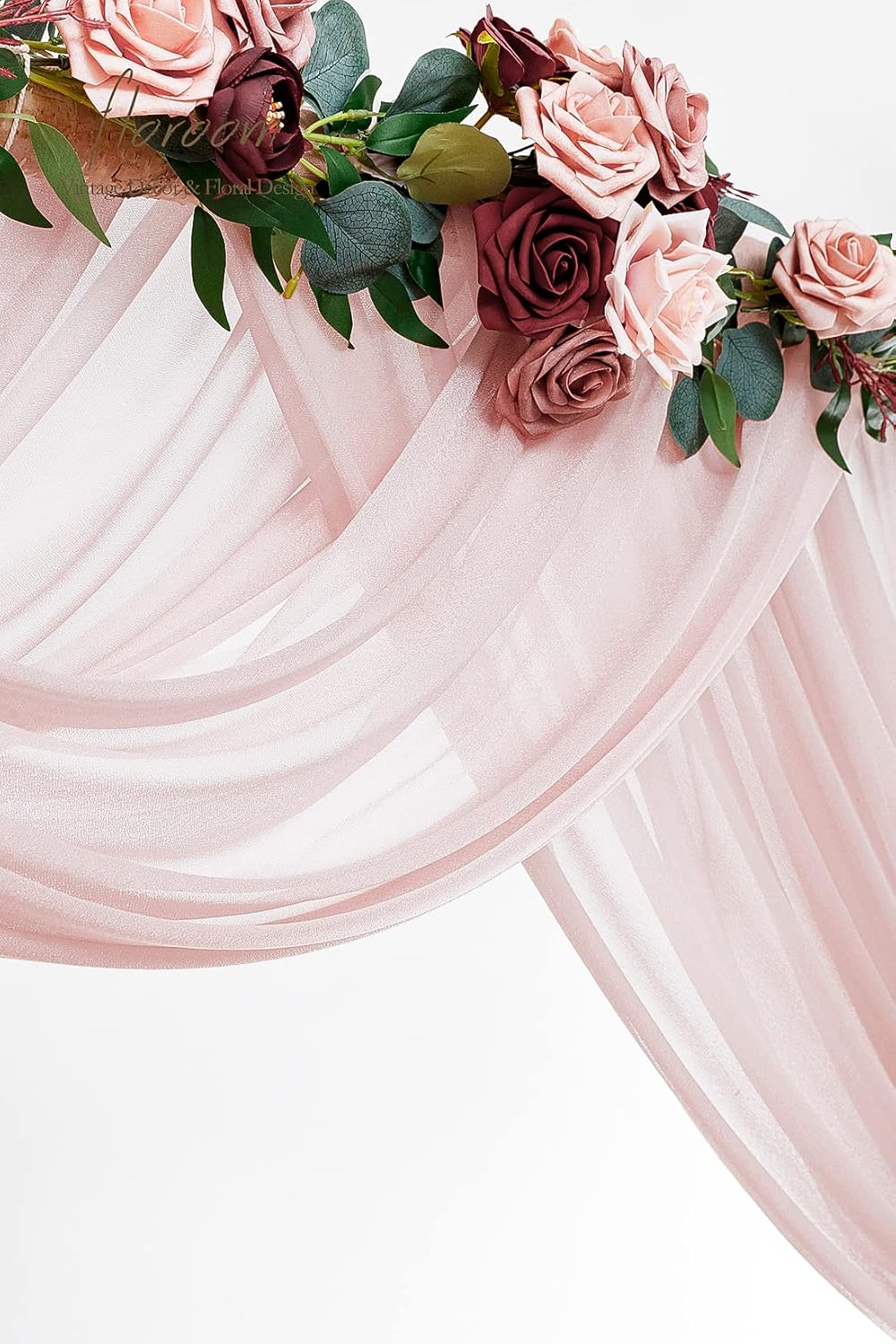 Floroom Wedding Arch Draping Fabric 2 Panels 20Ft Dusty Rose Chiffon Fabric Drapes Arbor Drapery Wedding Ceremony Reception Swag Decorations