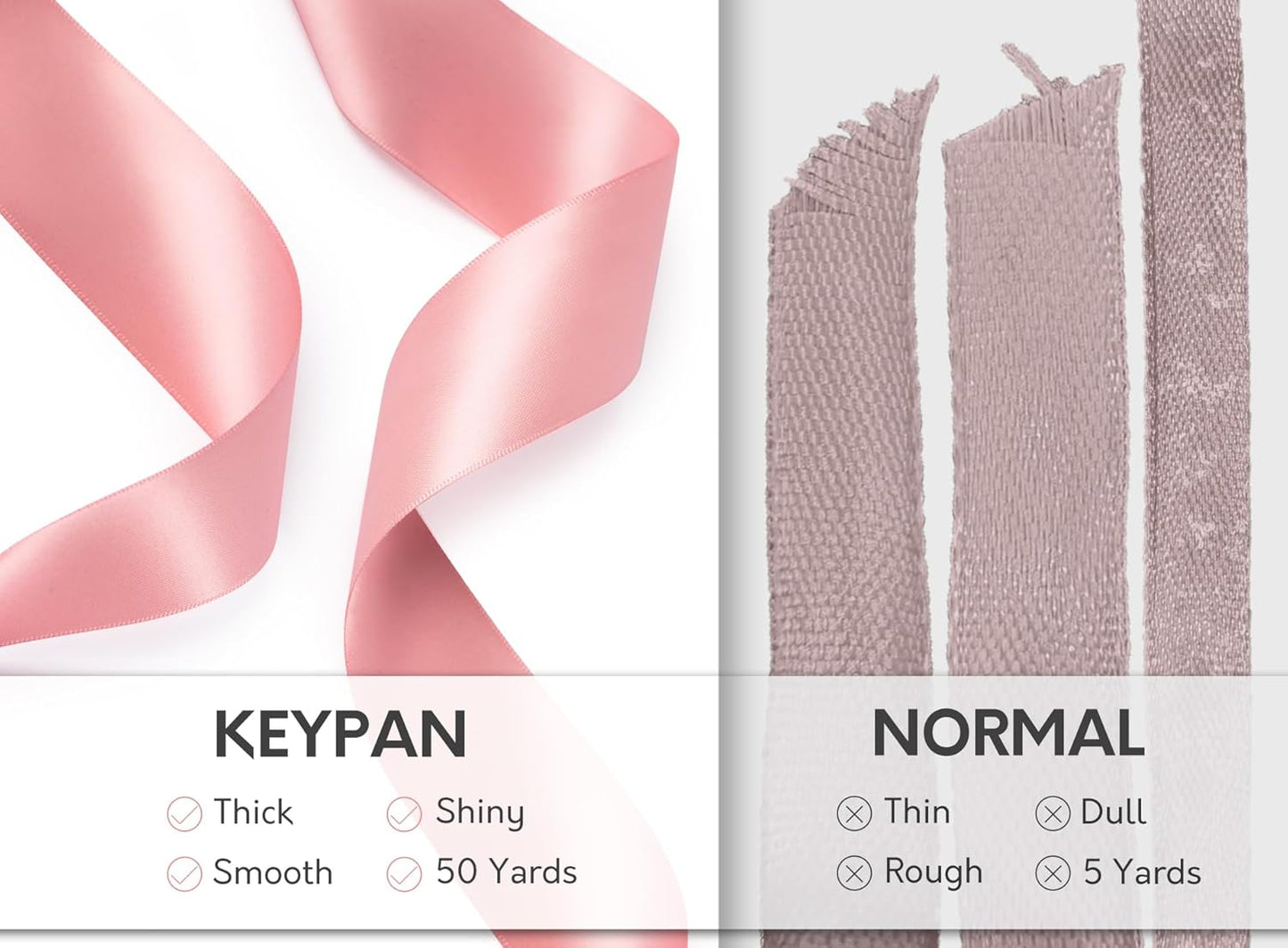 Pink Satin Ribbon 1-1/2 Inch x 50 Yards Double-Faced Valentines Ribbons for Flower Bouquet Gift Wrapping Party Decor Wedding Invitation DIY Craft