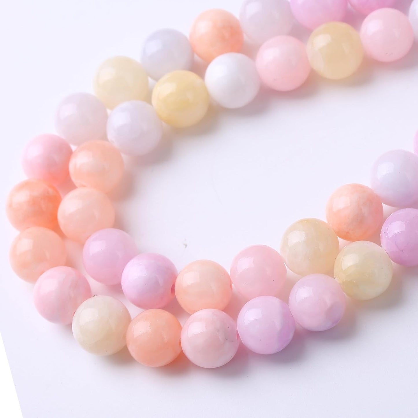 Colorful Rice Topaz Stone Beads Gemstone Round Crystal Energy Jade Beads Stone Beads for Jewelry Making DIY Bracelet Necklace Jewelry Making 1 Strand 15.5inch 60PCS 6MM