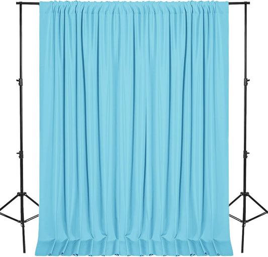 DWCN 10x10 FT Backdrop Curtains for Parties, Photography Backdrop Drapes with Rod Pockets for Wedding Decorations Stage Birthday Family Gatherings, 2 Panels 5ft x 10ft, Baby Blue