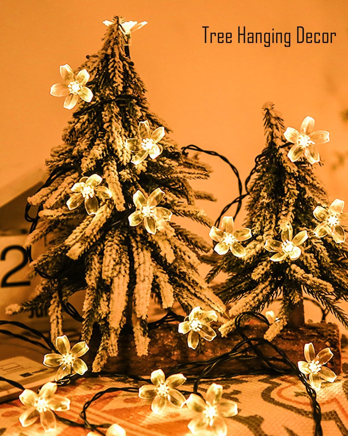 Cherry Blossom Fairy Flower String Lights Indoor Bedroom Decorations, 33ft 100 LED USB Plug in Decorative Floral Lamp for Christmas Tree Classroom Window Camping Vine Hanging (Warm White)