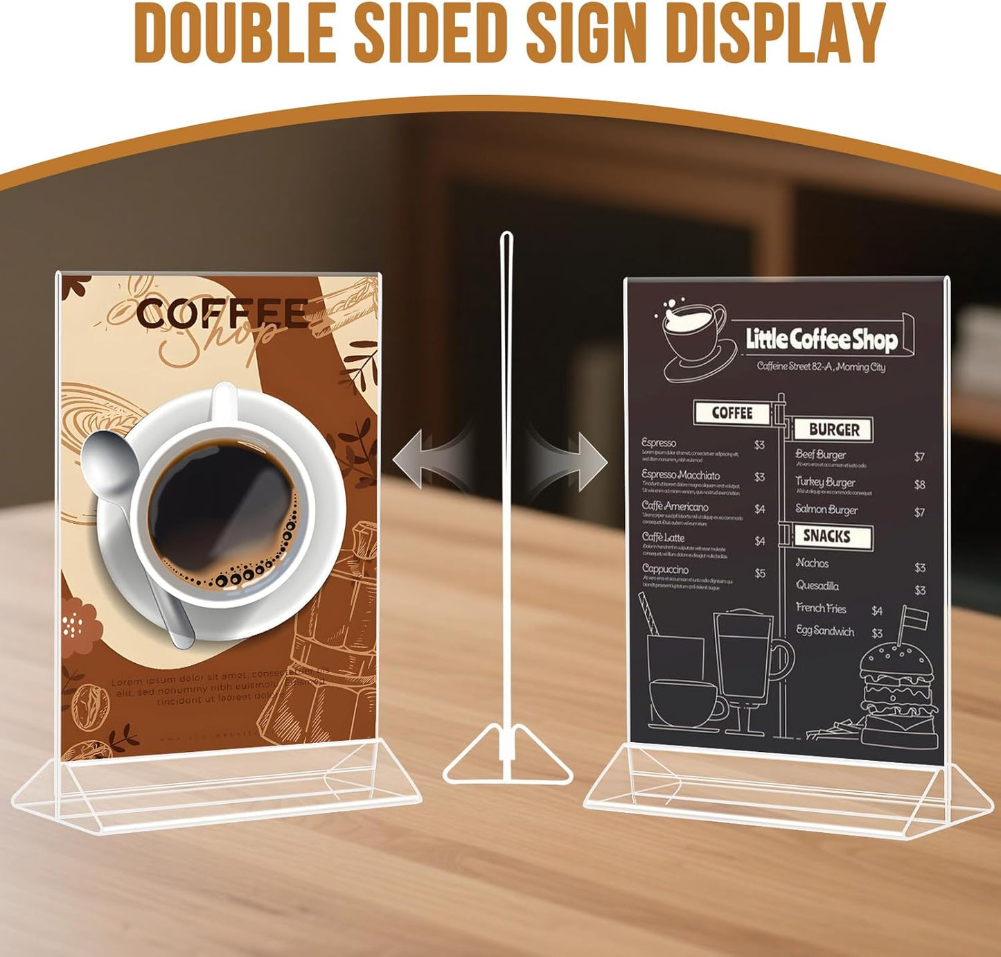 9 Pack Acrylic Sign Holder 8.5x11 Inch, Double Sided Clear Flyer Display Stand, Plastic Menu Stand, Table Top Sign Picture Paper Frames for Wedding table Number Office Store Restaurant