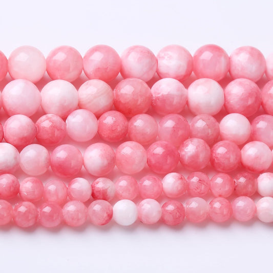 Pink Persian Jade Stone Beads Gemstone Round Crystal Energy Jade Beads Stone Beads for Jewelry Making DIY Bracelet Necklace Jewelry Making 1 Strand 15.5inch 31PCS 12MM