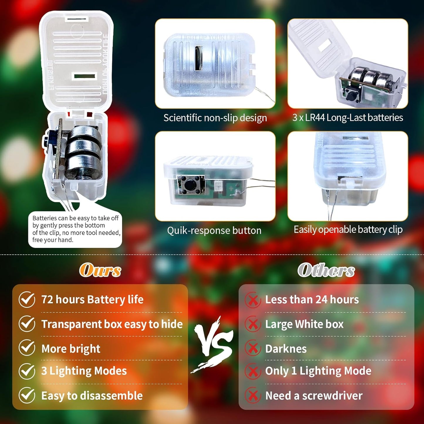 ZGWJ 24 Pack Christmas Fairy Lights Battery Operated, 7ft 20LED Mini Fairy String Lights Silver Wire 3 Modes Waterproof for Christmas Tree DIY, Parties, Bedroom Decorations Red&Green