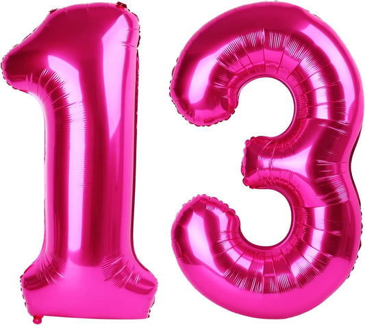 Hot Pink Number 13 31 Balloon 40 inch, Number 13 Birthday Balloon for Boy Girl, Hot Pink Foil 13 for 13 31 Birthday Party, Anniversary Celebration Number Balloons Decorations