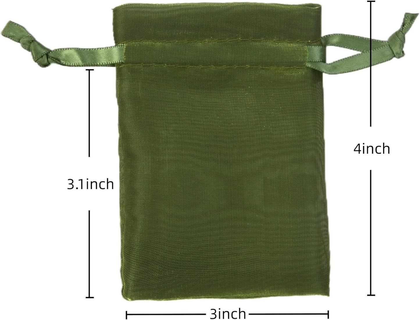 20 Pcs Moss Green Small Organza Bags 3X4 inch for Wedding Favors with Drawstring, Mini Mesh Gift Bags Jewelry Pouch for Candy Bridal Shower Party Favor Baby Shower Christmas