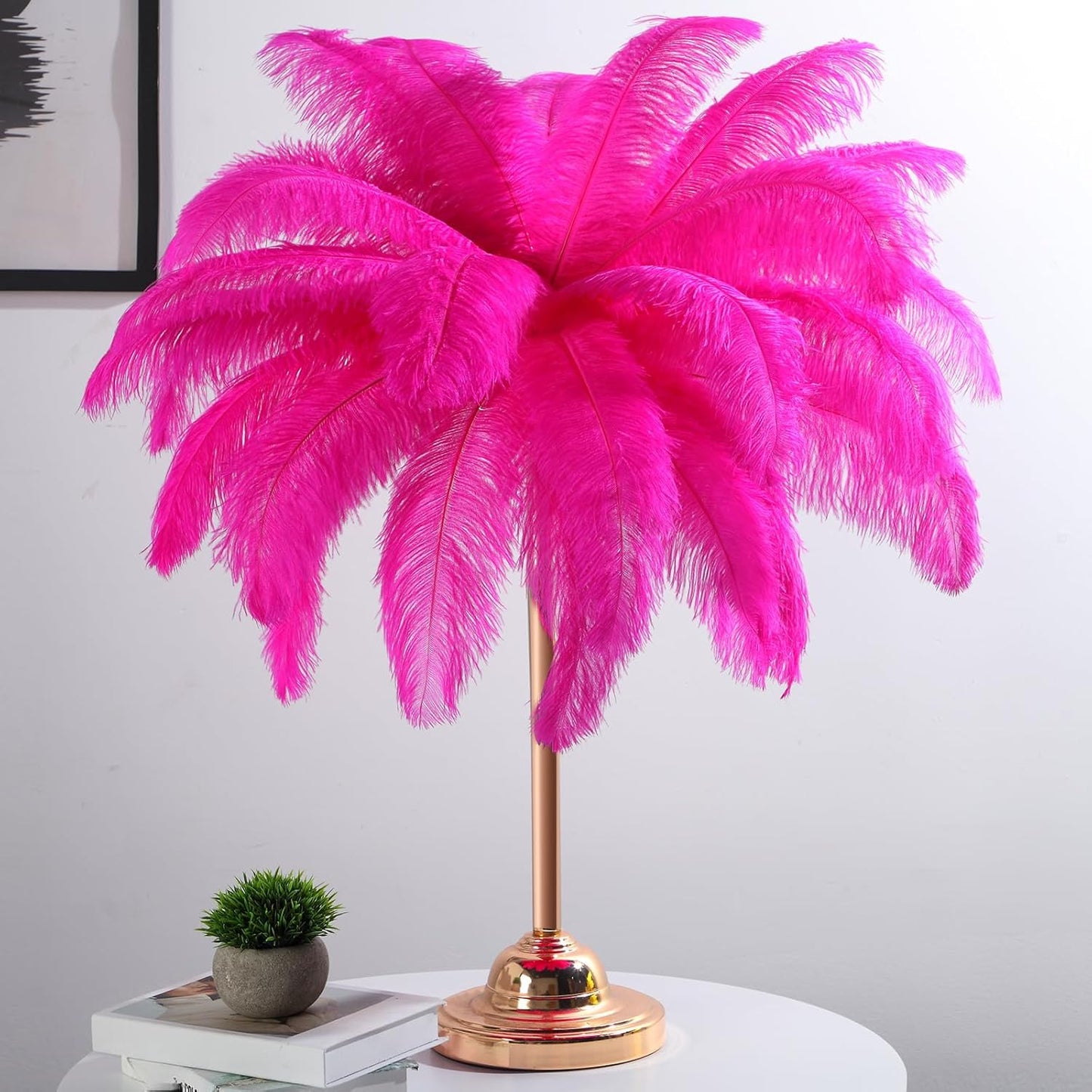 Maitys 90 Pcs Large Natural Ostrich Feathers Bulk 14-16 Inch (35-40cm) 12-14 Inch (30-35cm) 10-12 Inch (25-30cm) Ostrich Feathers Plumes for Centerpieces Wedding(Fuchsia)