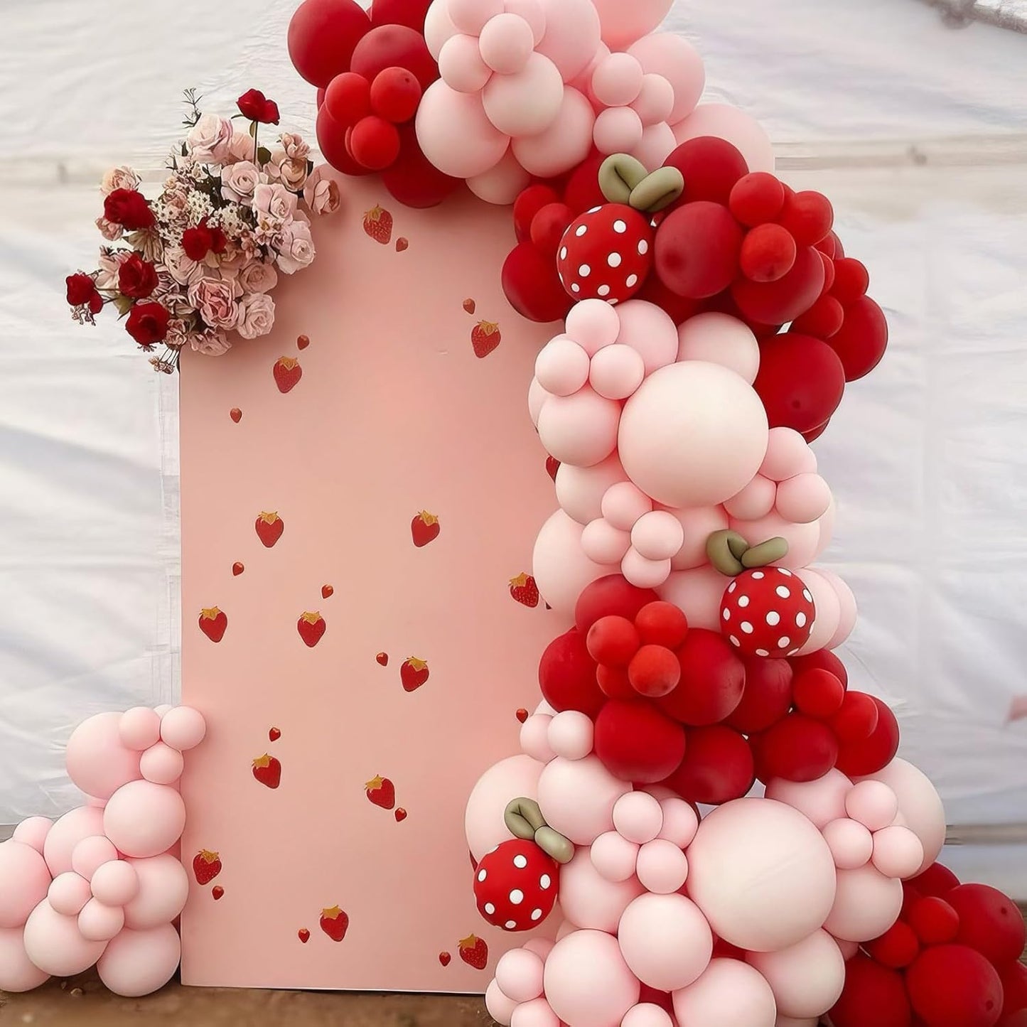 Light Pink and Red Balloons, Pink and Red Balloons, Red and White Polka Dot Balloon for Birthday Girl Woman Baby Shower Strawberry Valentine Theme Party Wedding Bridal Shower Mother's Day Decorations