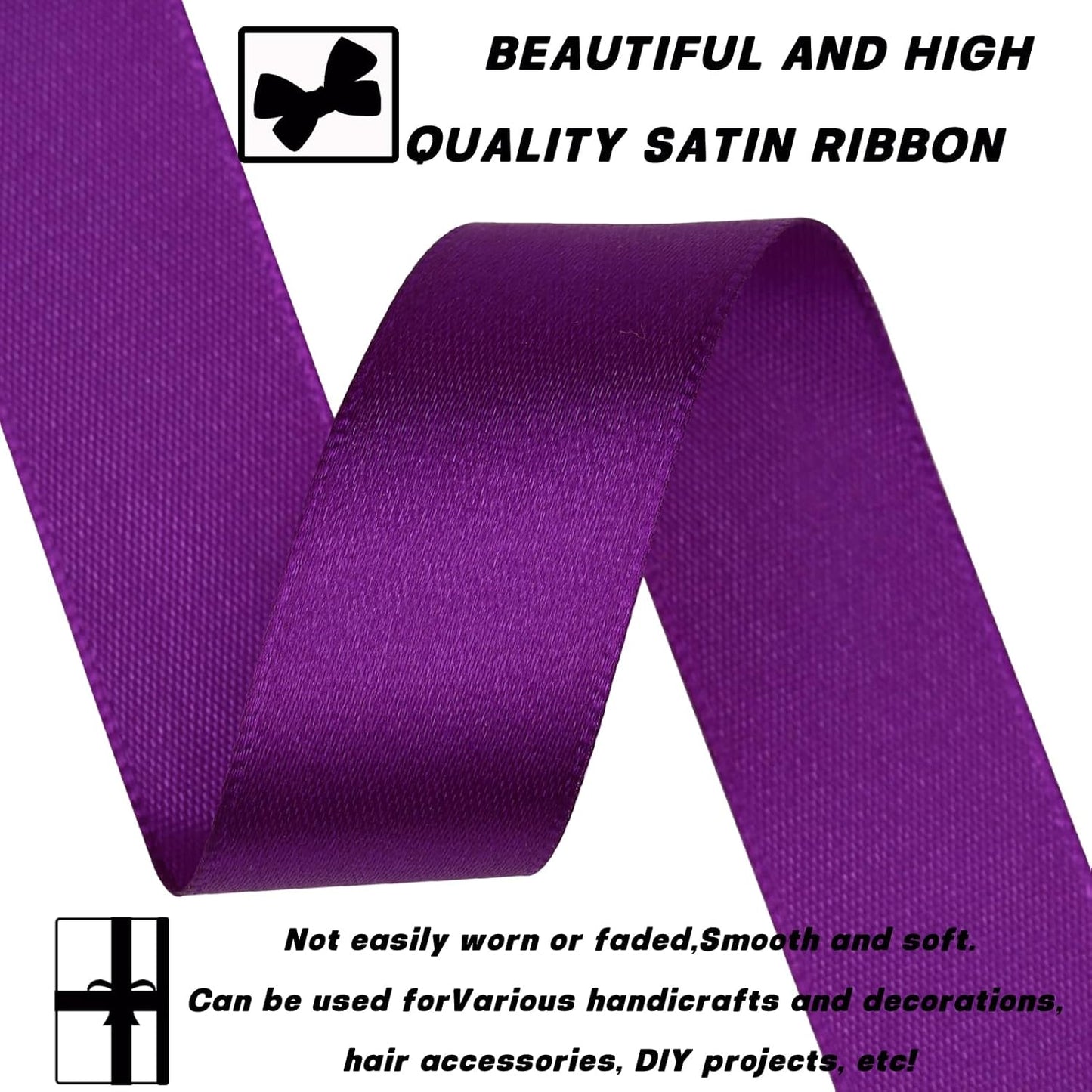 Purple Ribbon 7/8 Inch 30 Yards Satin Craft Ribbon-Single Face Polyester Ribbon for Handmade Roses,Gift Wrapping,Timeless Flower,Bouquets,Wedding and Party Decoration
