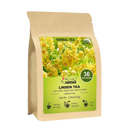 FullChea - Linden Tea, 36 Teabags, Linden Leaf and Flower - Natural Tilo Tea - Non-GMO - Caffeine-free - Support Respiratory & Boost Immune System