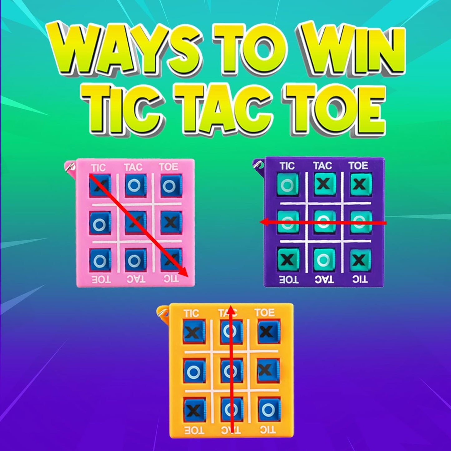 Mini Tic Tac Toe Keychain Games - (Bulk Pack of 12) 2-Inch Travel Tic-Tac-Toe Mini Board Game for Kids, Boys & Girls Party Favors, Goody Bag Stuffers, Classroom Prizes, Backpacks, Birthday Gifts