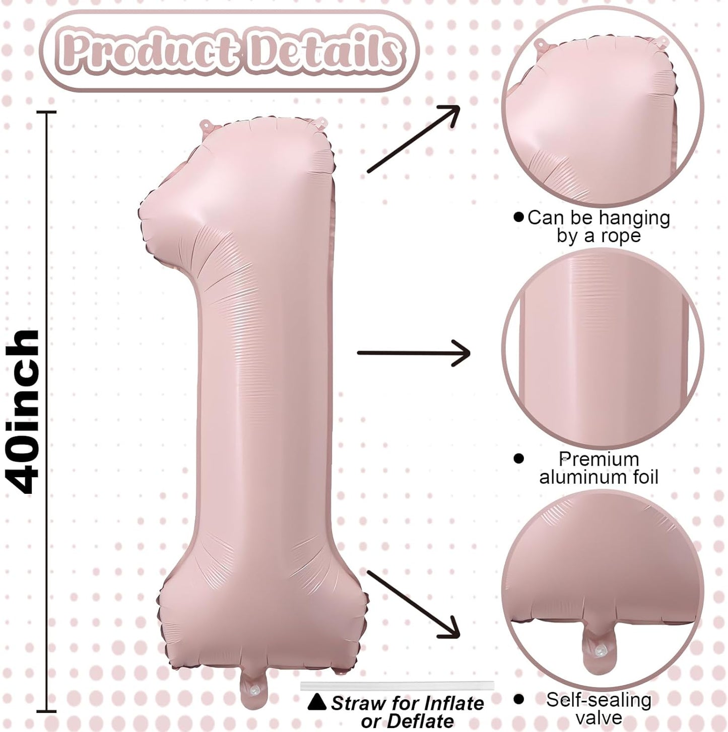 Pastel Pink 19 Balloon Number for Girls, 40'' Self Inflating Number 19 Balloons, Big Light Blush Pink Foil 1 & 9 Helium Balloon 19 for Women Boho Coquette 19th Birthday Party Anniversary Decorations