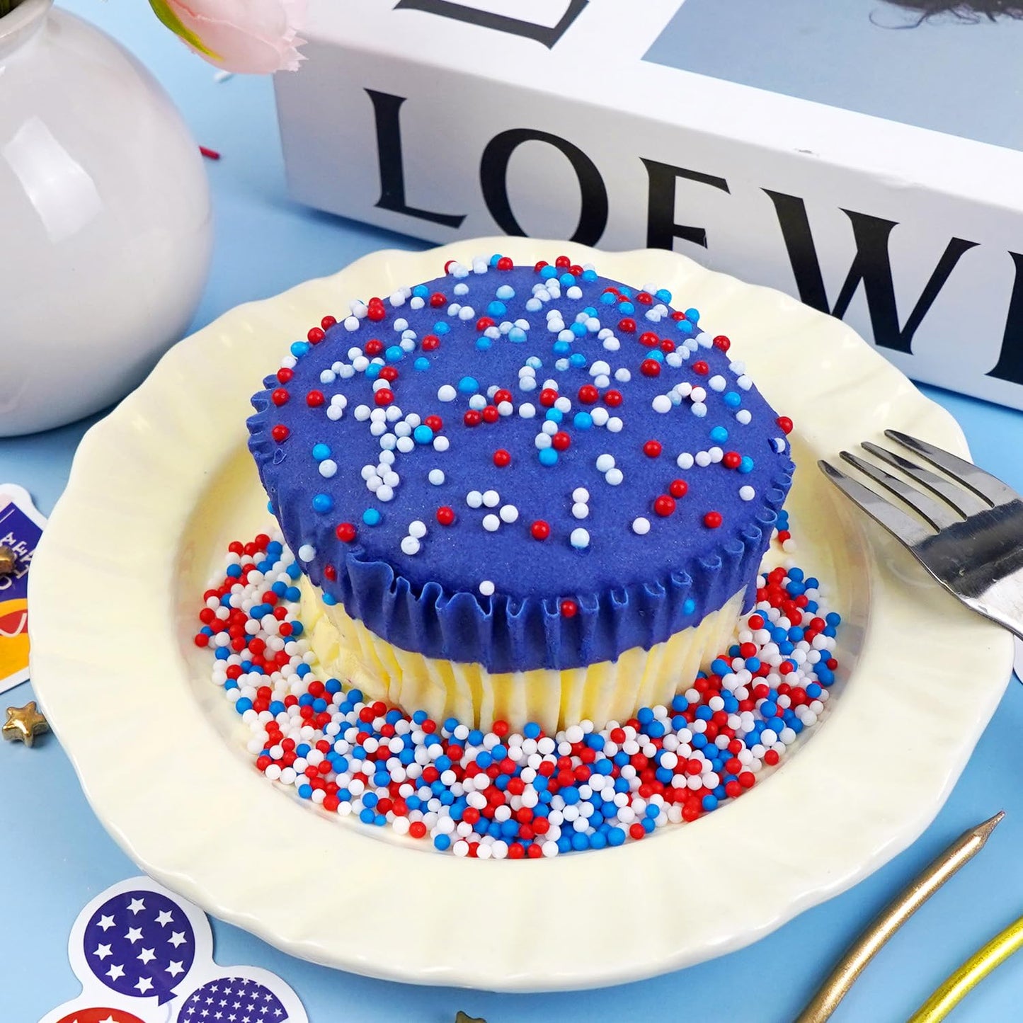 Dazzjoy Patriotic Sprinkles, 4th of July, Edible Patriotic Sprinkles for Cake Decorating, 150g/5.29oz, Cake Decoration & Cupcake Topper, Wedding Party Valentines Supplies