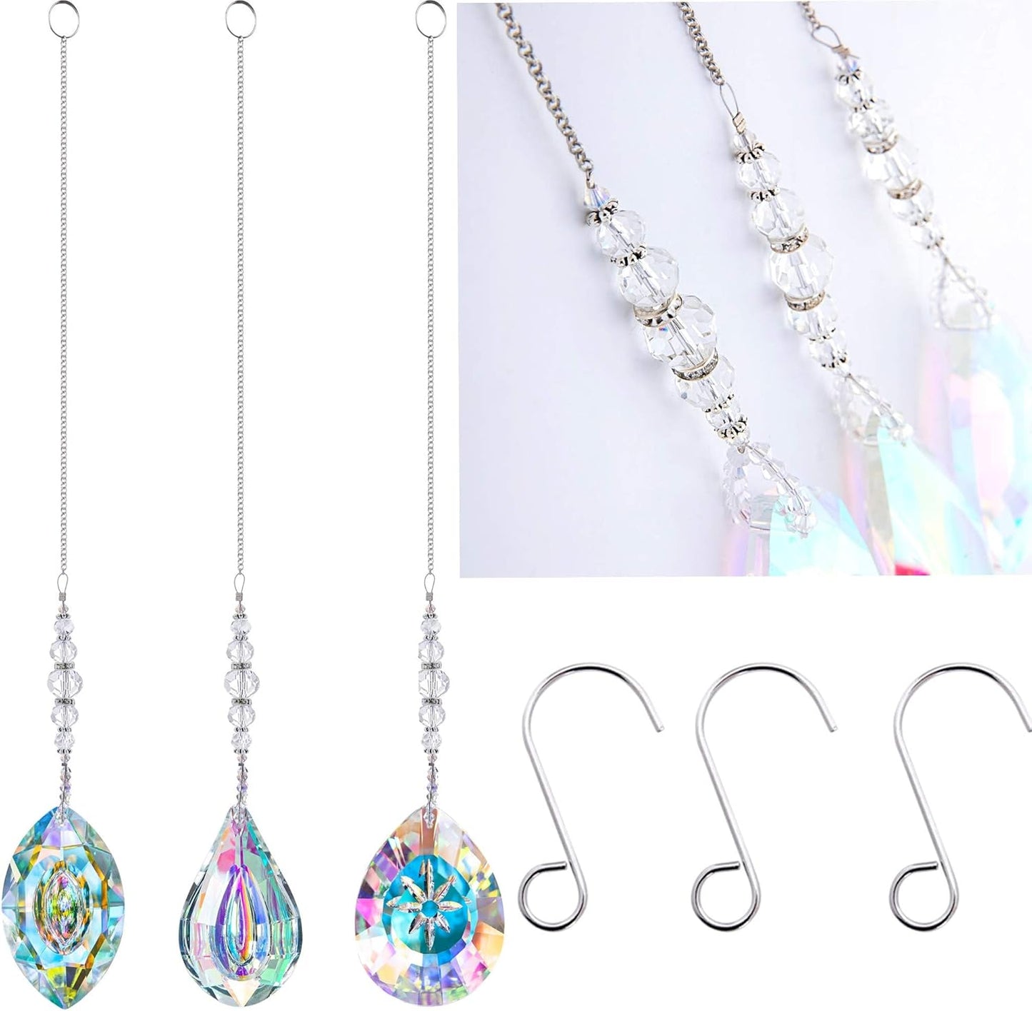 YU FENG 3PCS Crystal Suncatcher Pendant for Decor Hanging Glass Prism Rainbow Maker Light Catchers