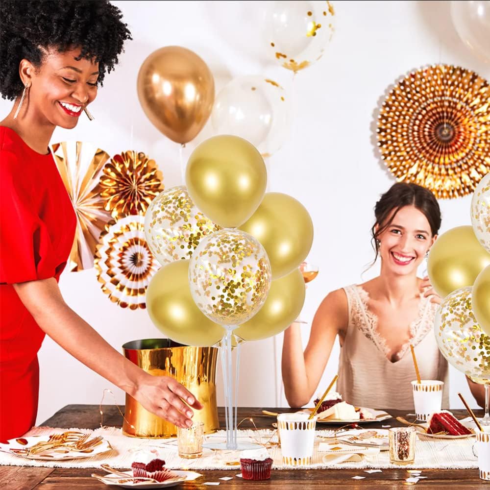 TONIFUL Inflatable Toys 6 Balloon Centerpieces with Gold Balloon Stand Kit for 2025 Graduation,Anniversary,Table Party Decorations,30th 40th 50th 60th 70th 80th Birthday Decorations New Years 2025