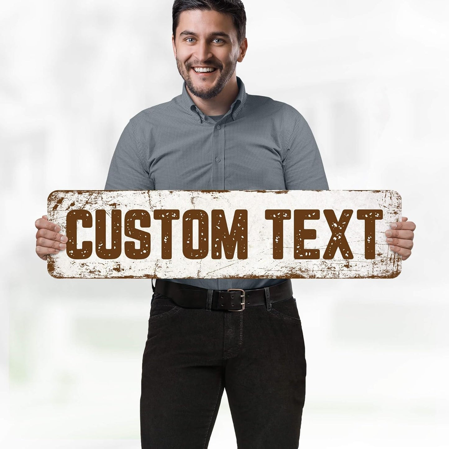 Custom Sign, Custom Street Sign, 11 Font Colors, 13 Font Styles, 4 Hole Options, 22 Sizes, 8x32 Inches, Rust Free DiBound, Fade Resistant, Made in USA by My Sign Center (Rustic)