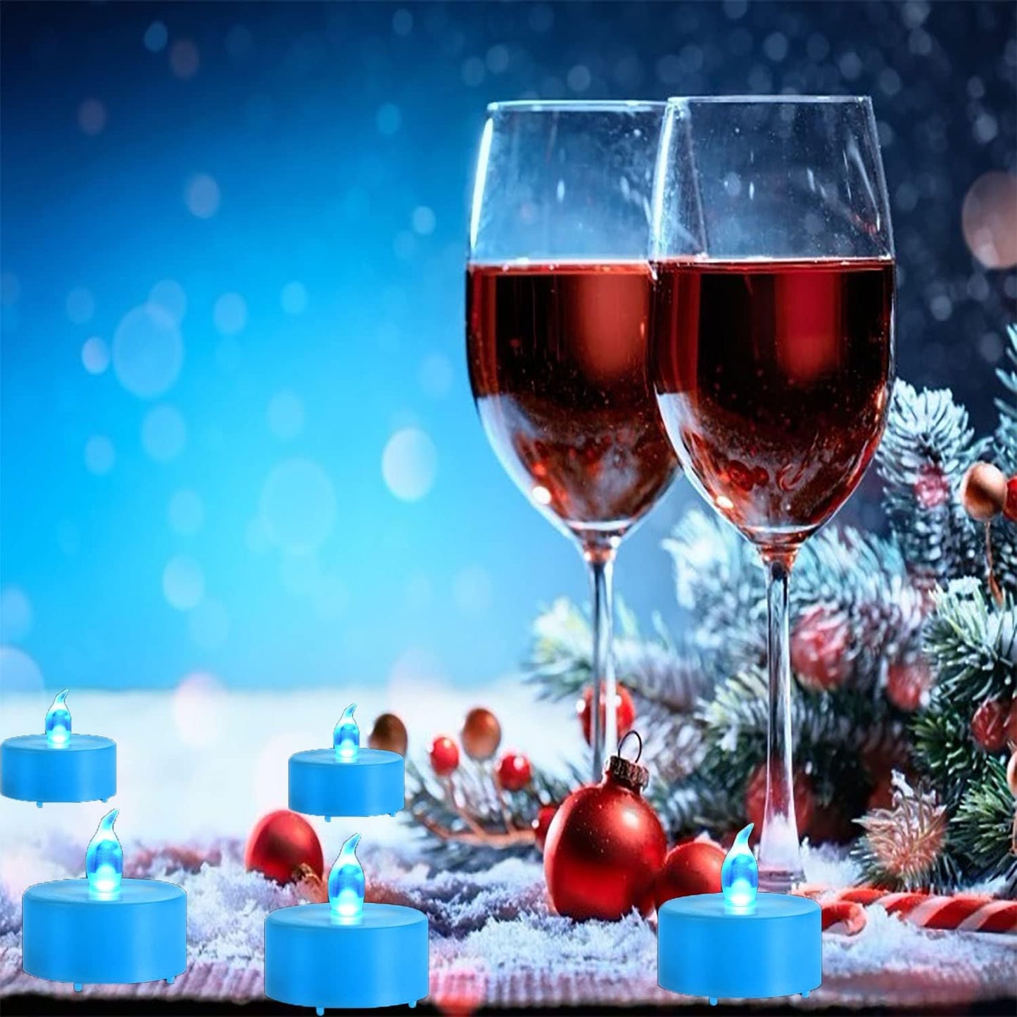 LED Tea Lights Candles- 24PACK Blue Flameless Candles Realistic and Bright Flickering Long Lasting 200Hours for Holiday Celebration,Party, Home Decoration,Battery Operated