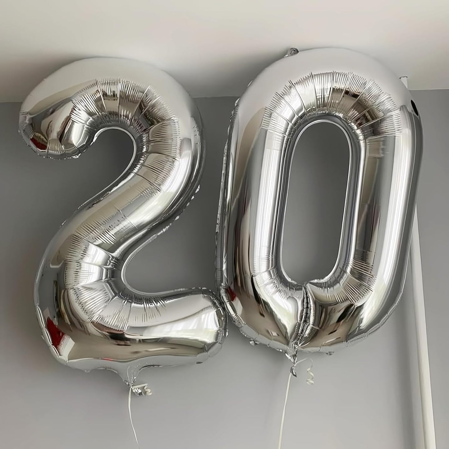 Silver 0 Balloon,40 Inch Number 0 Balloon,Birthday Balloon Decorations,Helium Silver 0 Balloon Number for Birthday Party Decorations