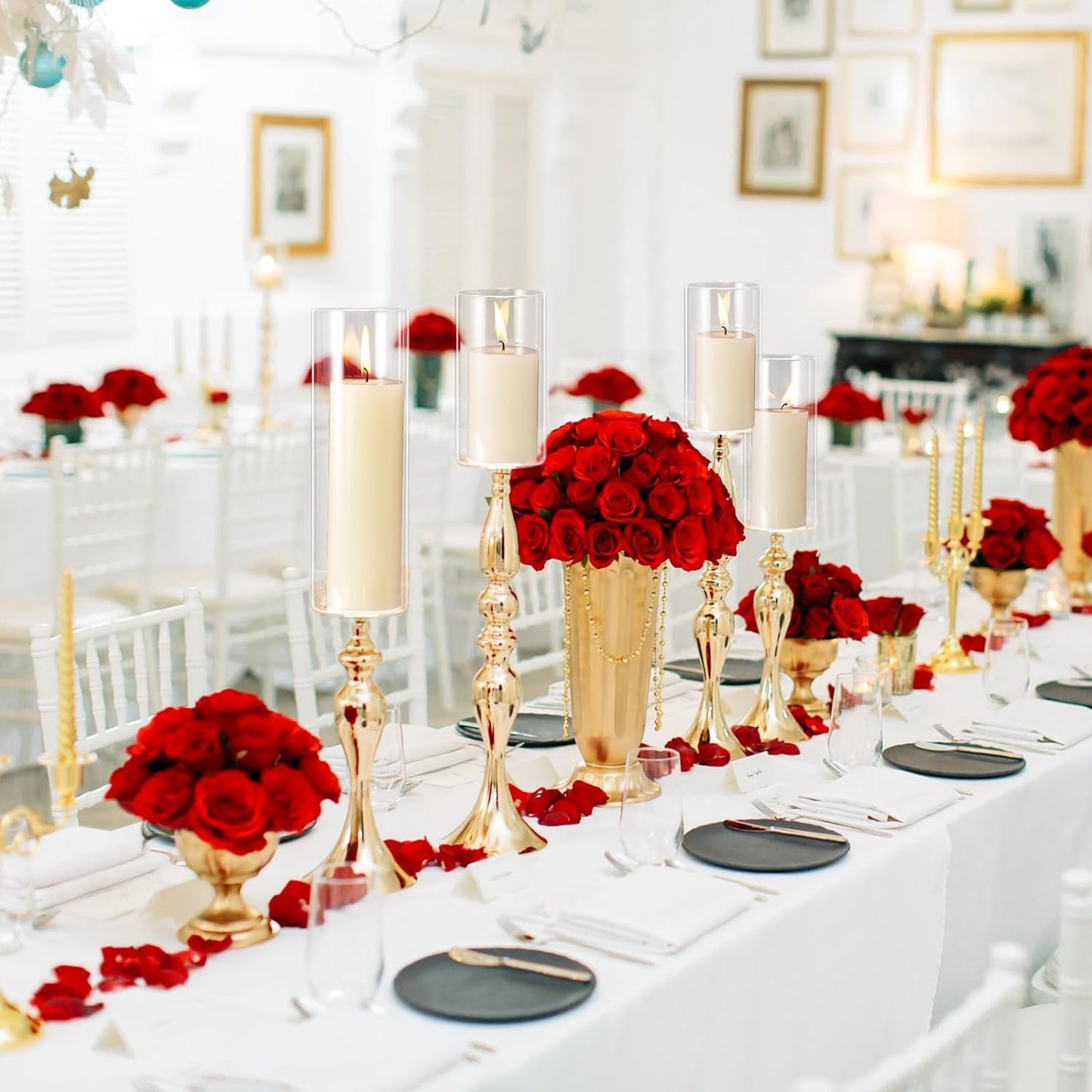 Thin Glass Cylinder Vases 2.5''/3.3'' Diameter 2mm Wall Thickness Clear Flowers Vase Hurricane Floating Candles Holders for Table Centerpieces Wedding Decor(2.5'' X 5'',6'',8'',6 Pcs)