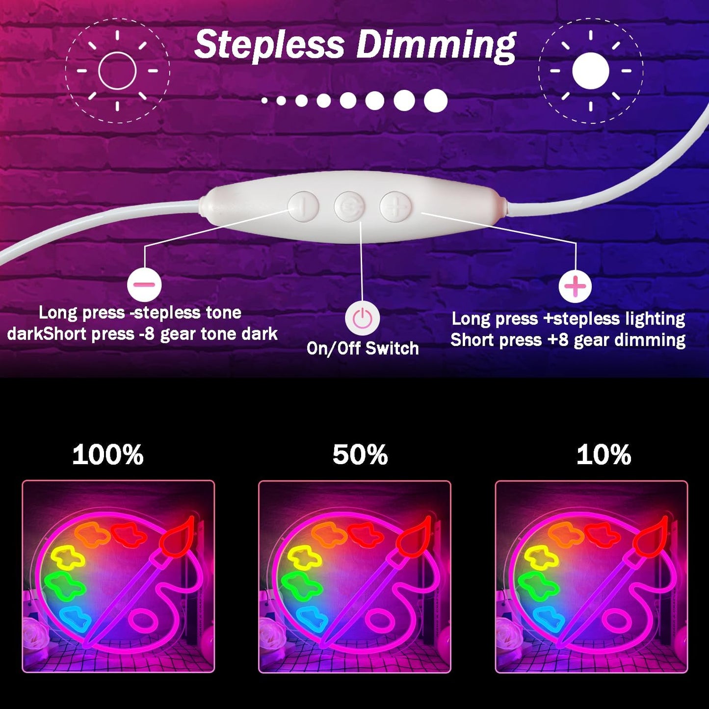 Paint Palette Neon Sign Art Studio Room Led Lights Dimmable Led Signs for Bedroom, Light Up Signs for Art Classroom Studio Drawing Room Paint Party Decorations