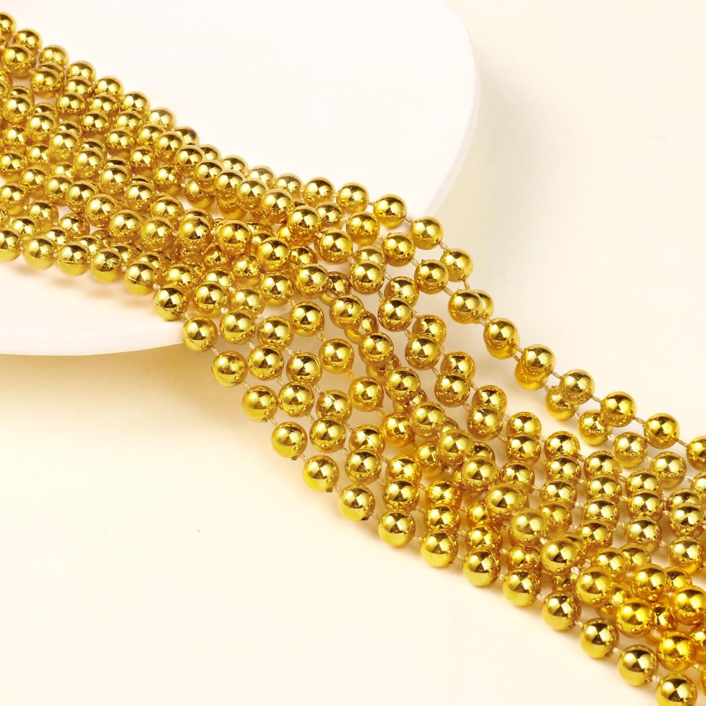 [66 Feet] Gold Pearl Beads Garland, 8MM 22 Yards Gold Faux Pearl Beads String Roll Bulk for DIY Craft Christmas Tree Wedding Party Decoration