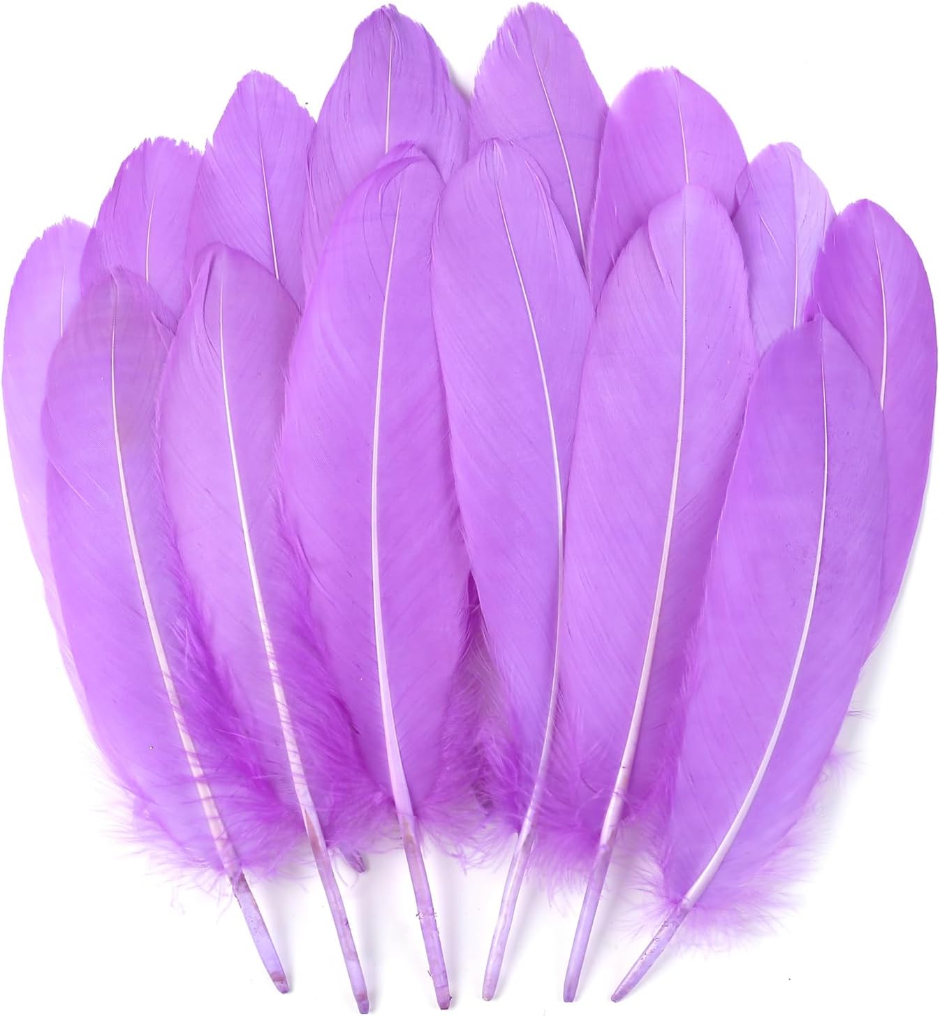 THARAHT 120pcs Lignt Purple Natrual Goose Feathers Natural Bulk 6-8 inch 15-20cm for Crafts DIY Cosplay Wedding Party Halloween Decoration Goose Nagoire Feathers