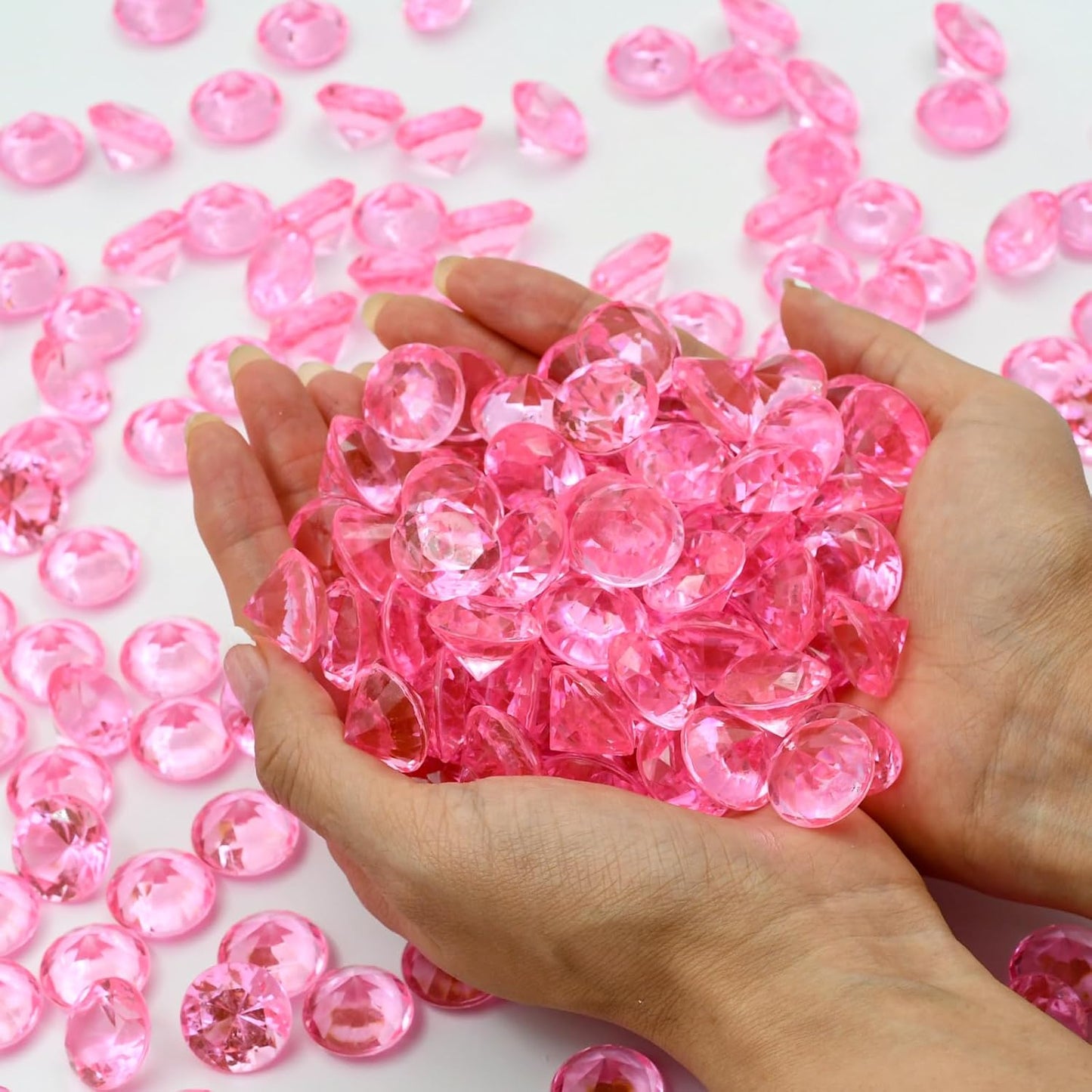 Fake Diamond Christmas Decoration, 280 pcs Pink 20 mm Acrylic Diamond for Table Scatters Vase Fillers