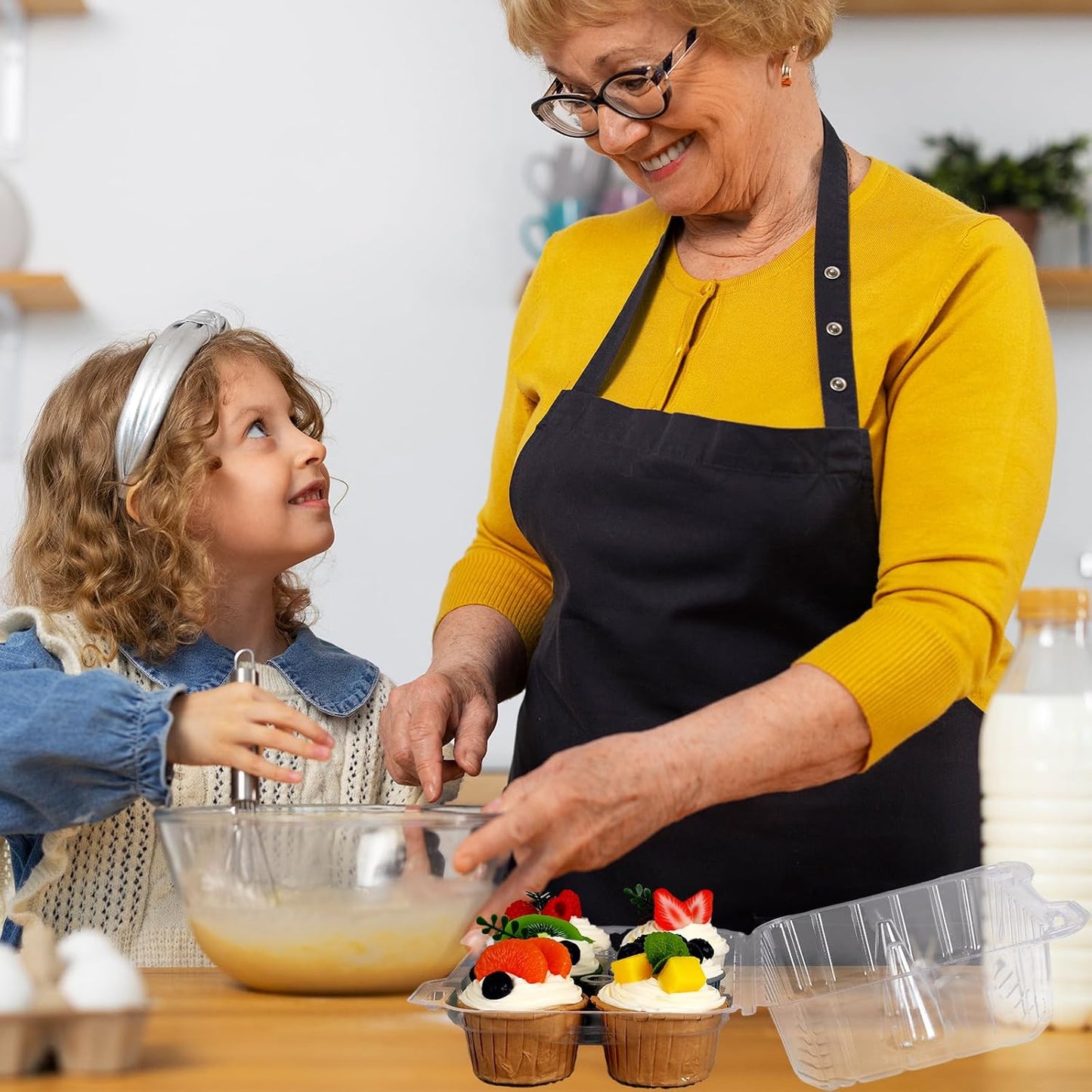 80 Pack Plastic Cupcake Containers 6-Compartment Clear Cupcake Boxes Disposable Cupcake Tray Holders 6 Cavity Cupcake Carriers with Deep Dome for Cupcake Muffin Packaging