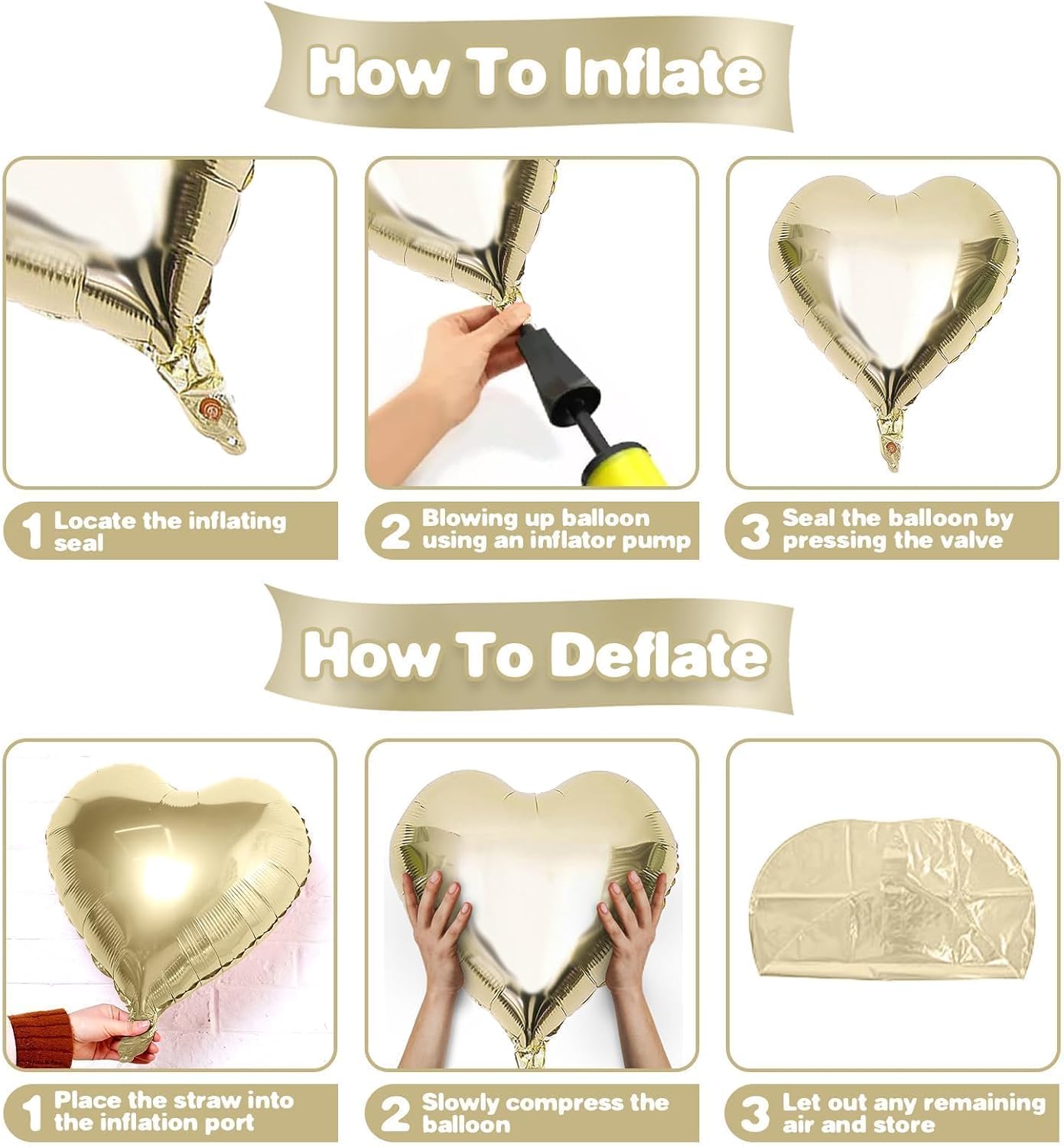 Champagne Gold Heart Balloons,12Pcs 18 Inch Light Gold Foil Love Heart Shaped Balloons for Pastel Yellow Birthday Party Wedding Engagement Anniversary Baby Shower Valentines Day Decorations