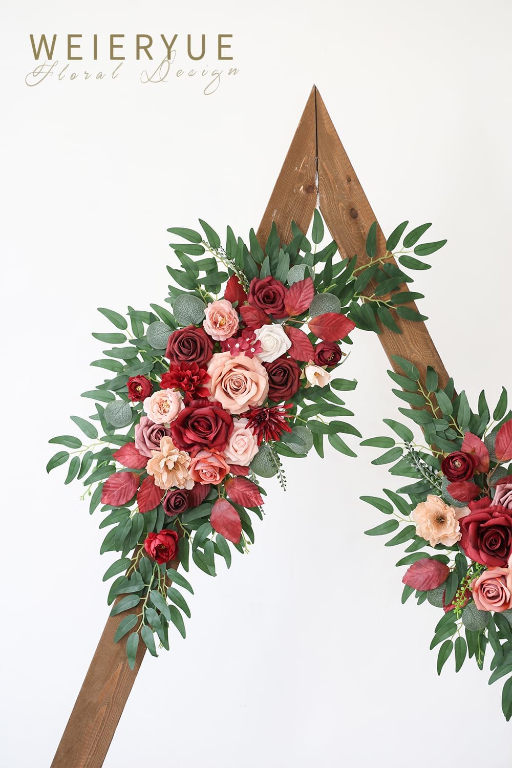 Artificial Wedding Arch Flowers Kit(Pack of 2) for Wedding Arch, Bridal Shower, Ceremony and Reception Backdrop Decoration (Cream red)