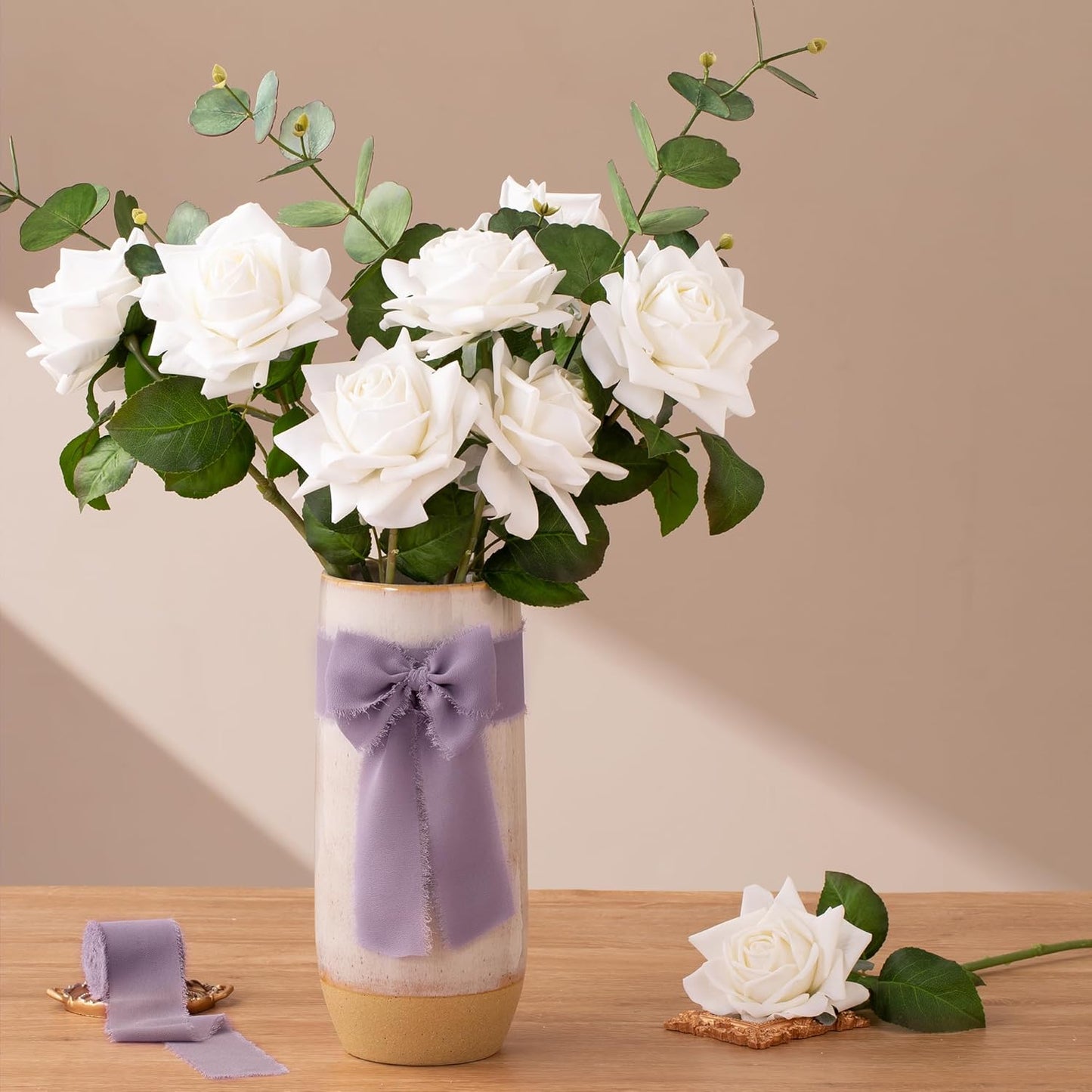 DORIS HOME 2" x21Yd Chiffon Ribbon for Flower Bouquet, Purple Series Fabric Ribbon for Gift Wrapping, Handmade Frayed Ribbon for Wedding/Christmas Decorations