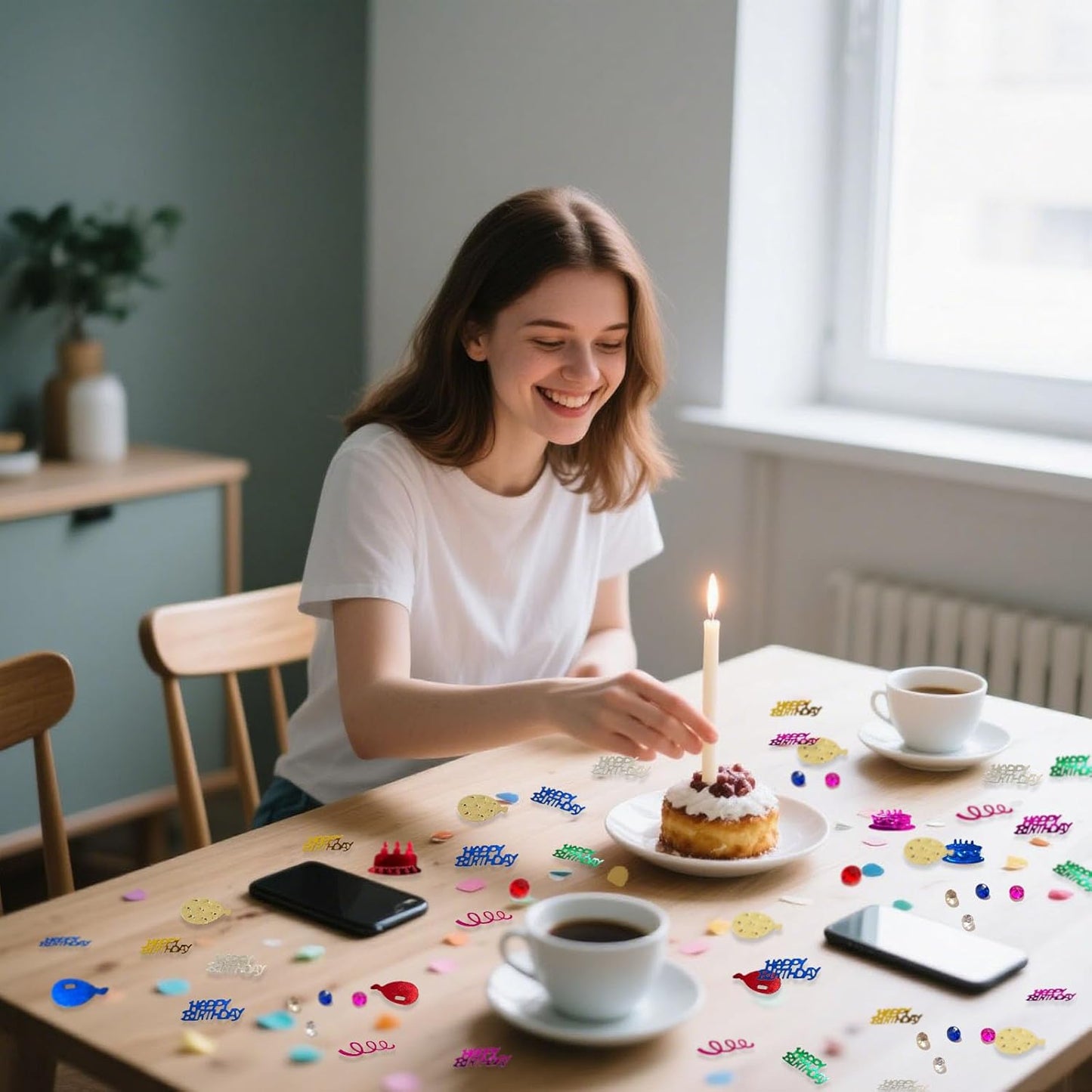 Multicolor Happy Birthday Confetti, Birthday Party Confetti Metallic Foil Sprinkles Decorations for Kids Adult Party Baby Shower Decor, DIY Arts and Crafting