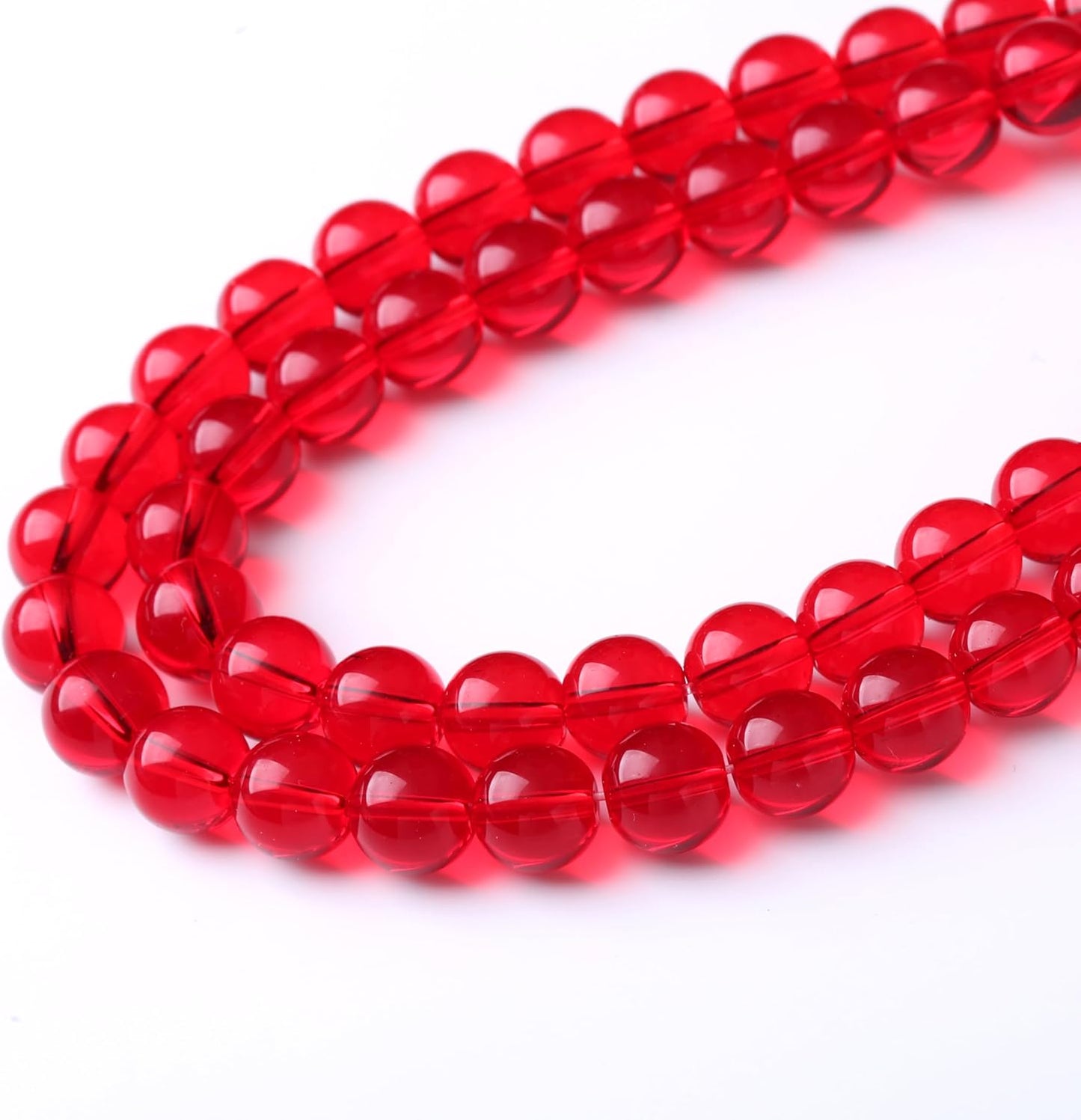 Red Glass Stone Beads Gemstone Round Crystal Energy Jade Beads Stone Beads for Jewelry Making DIY Bracelet Necklace Jewelry Making 1 Strand 15.5inch 45PCS 8MM