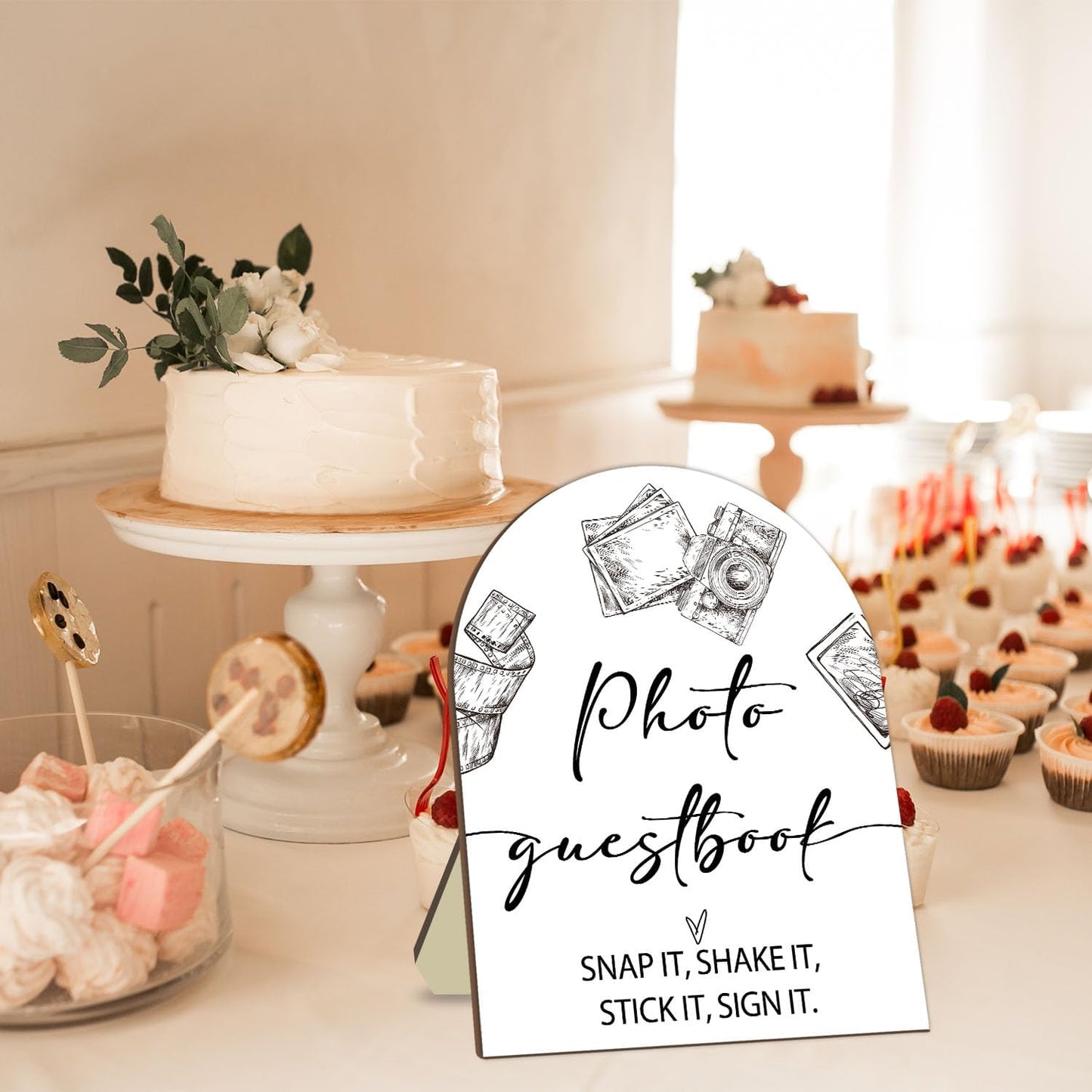 Wedding Photo Guestbook Desk Decor, Minimalism Style Welcome Sign, Bridal Shower Sign, Baby Shower Decoration Supplies, Wedding Reception Plaque with Stand 8 * 10In