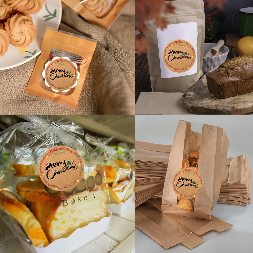 100-1000pcs Custom Stickers Merry Christmas Stickers Personalized Labels Adhesive Xmas Decorative Envelope Seals Stickers for Cards Gift Boxes (Round-4)