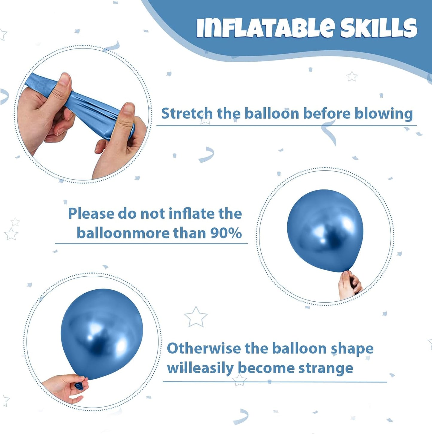 Blue and Gold Balloon, 50 Packs 12 Inch Metallic Blue Pearl Double Stuffed Blue Balloons with Gold Confetti Ballons for Birthday Party Decorations Wedding Bridal Shower Baby Shower Graduate