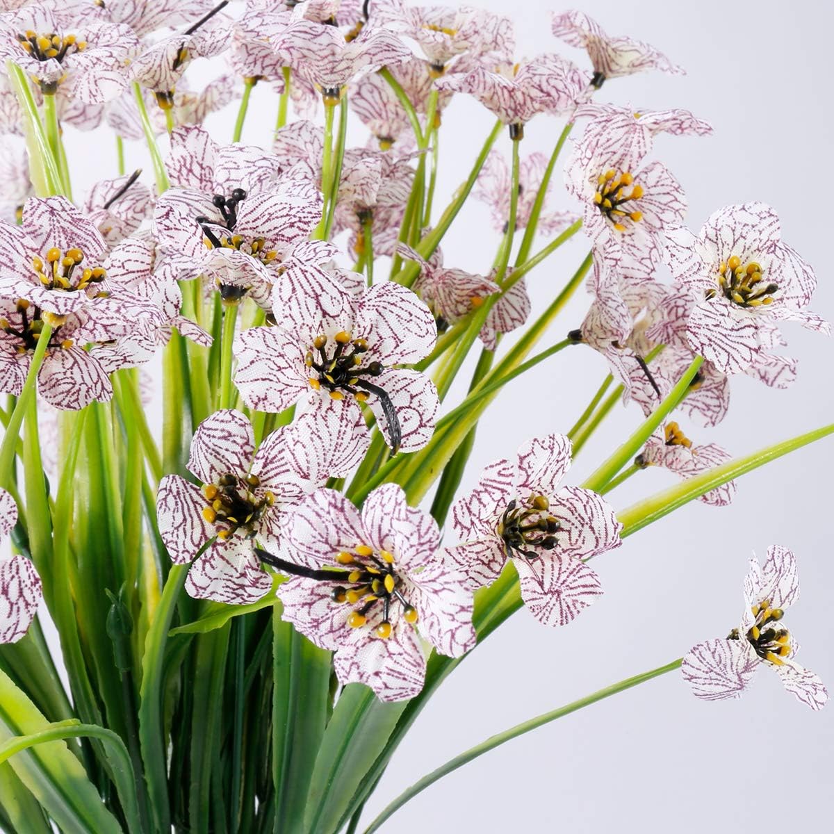 20 Bundles Artificial Flowers Outdoor UV Resistant Fake Flowers No Fade Faux Plastic Plants Garden Porch Window Box Decorating(White)…