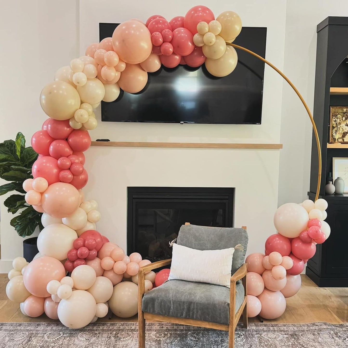 Retro Blush Pink Party Balloons, 52 PCS 12 Inch Metallic Chrome Rose Gold Dusty Pink Maca Orange Beige Latex Balloons with Rose Gold Confetti Balloons for Birthday Wedding Baby Shower Party Decoration