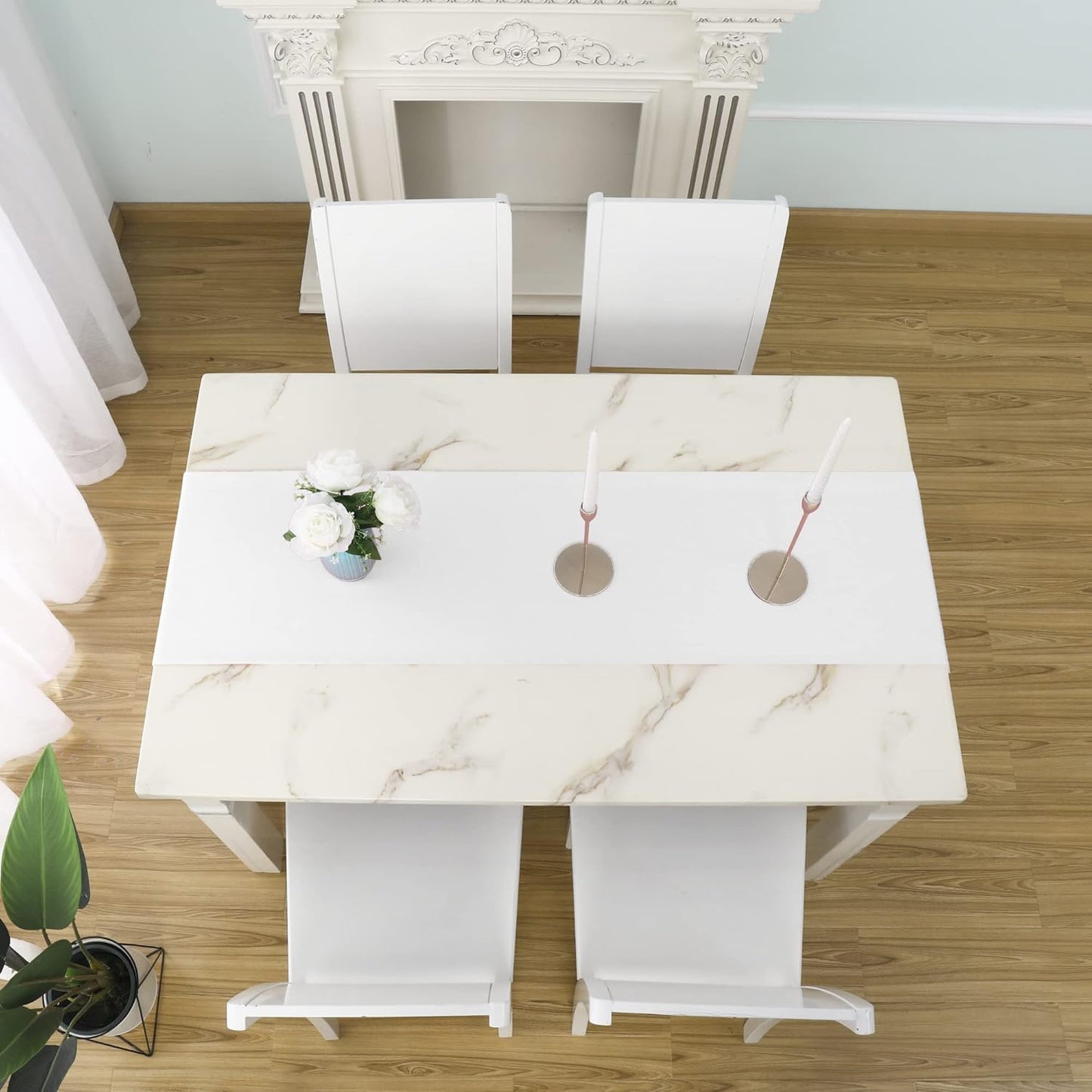 DUALIFE Pure White Table Runner 72 inch Length Soft Color Thick Polyester Decorative Cloth Handcrafted for Indoor/Outdoor Wedding Shower Party 1 Piece 14X72 Inch