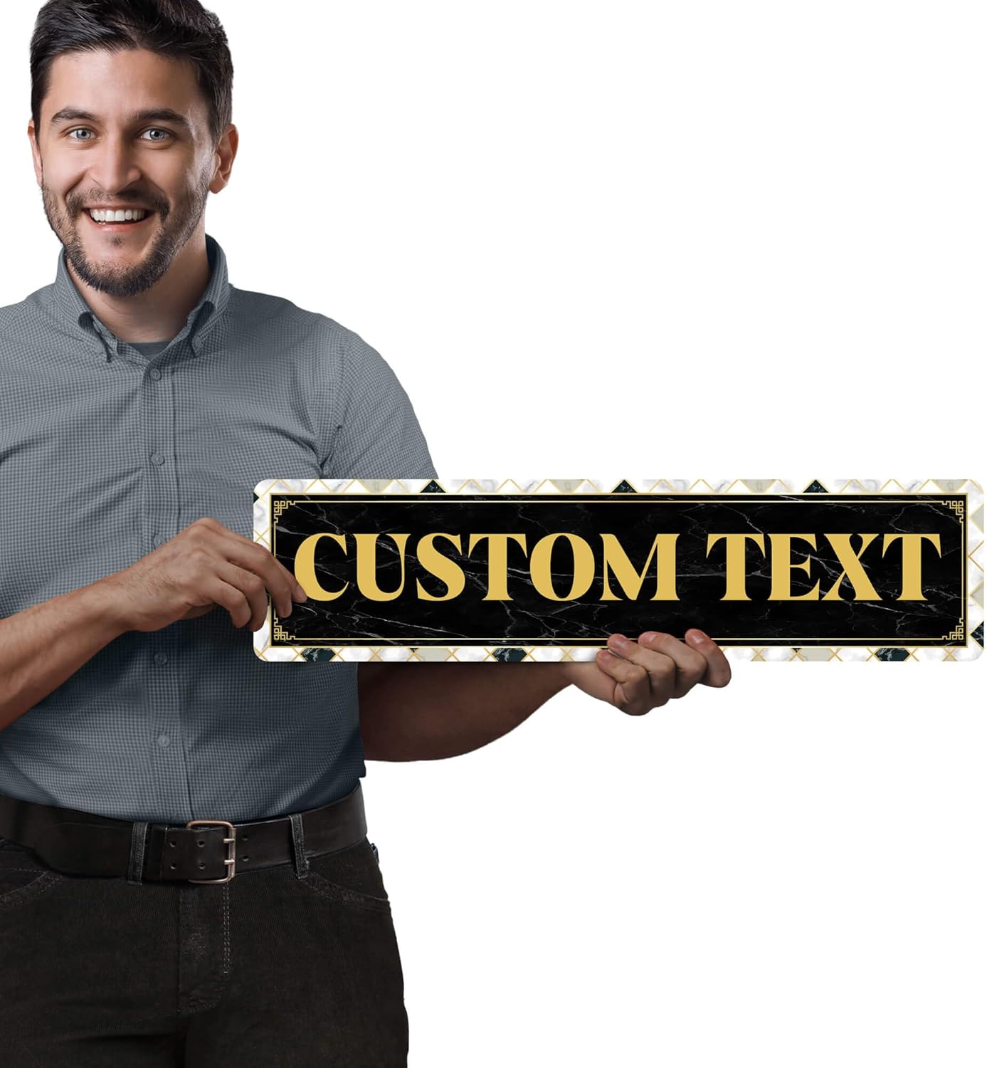 Custom Sign, Custom Street Sign, 11 Font Colors, 13 Font Styles, 4 Hole Options, 22 Sizes, 6x24 Inches, Rust Free DiBound, Fade Resistant, Made in USA by My Sign Center (Marble Tile)