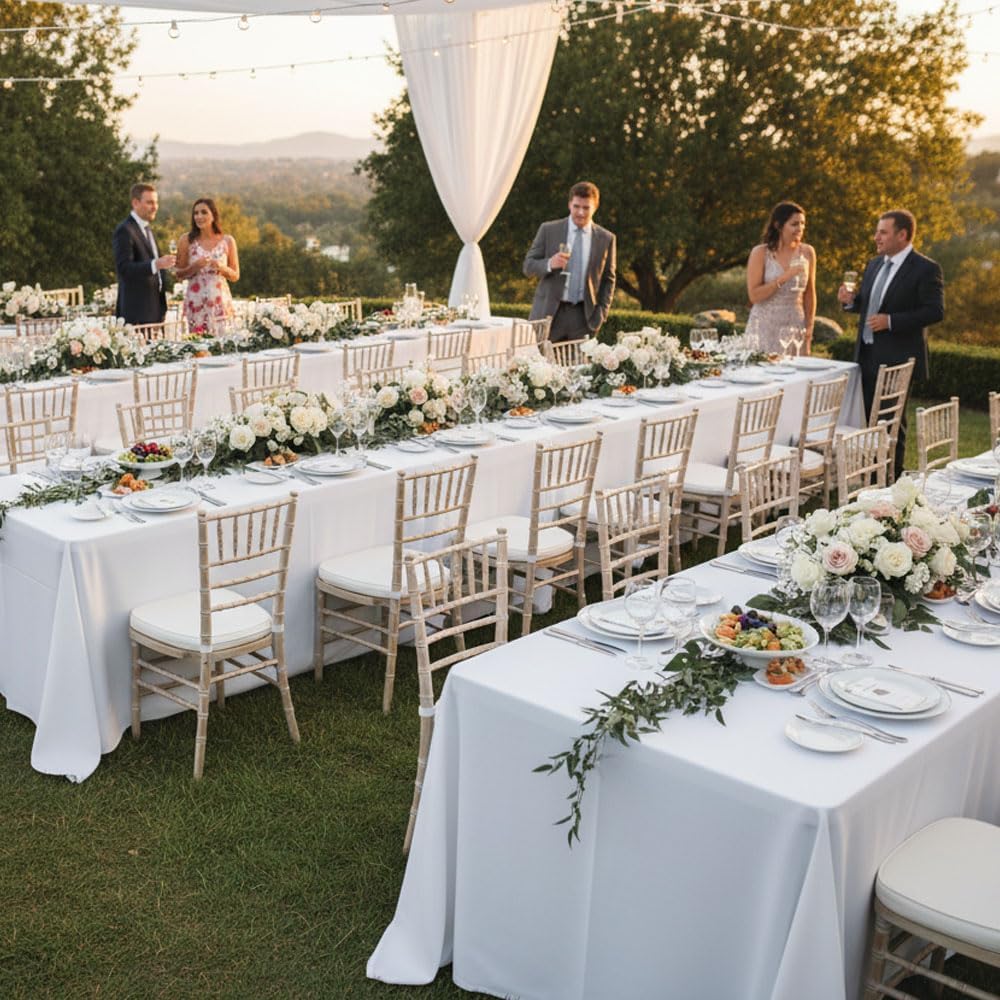 Fitable 10 Pack Rectangle Tablecloths: Stain Resistant Wrinkle Free Fabric Table Clothes, Washable Reusable Polyester Table Covers for Wedding Party Birthday Banquet Reception(White, 70x120 Inch)