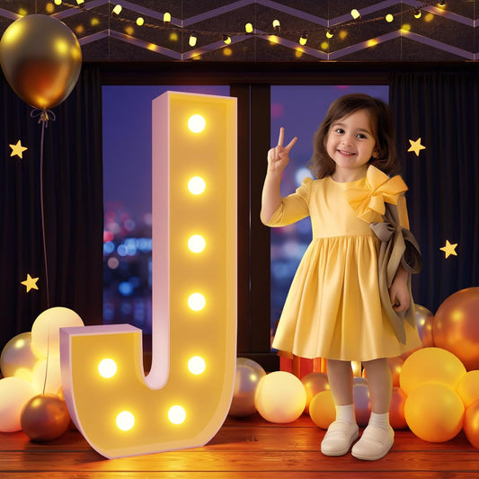 Marquee Letters 3 Feet Tall Large Light Up Letters J Happy Birthday Decorations Marry Me Engagement Party Decor Yellow Light Birthday Decorations Balloon Arch Kit Foam Sign J