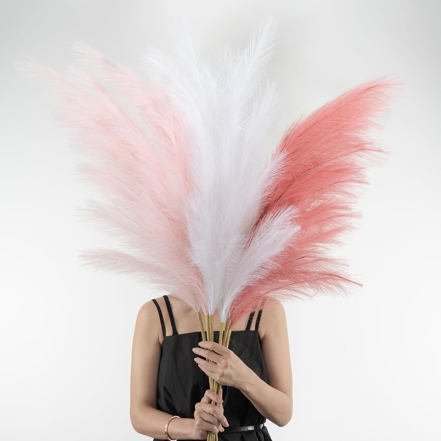 Pampas Grass Decor Tall, 43"/110cm Faux Pampas Grass 6 Stems Large Pompass Grass Branches Tall Bulk Boho Flower Arrangement for Home Room Wedding Party Decor