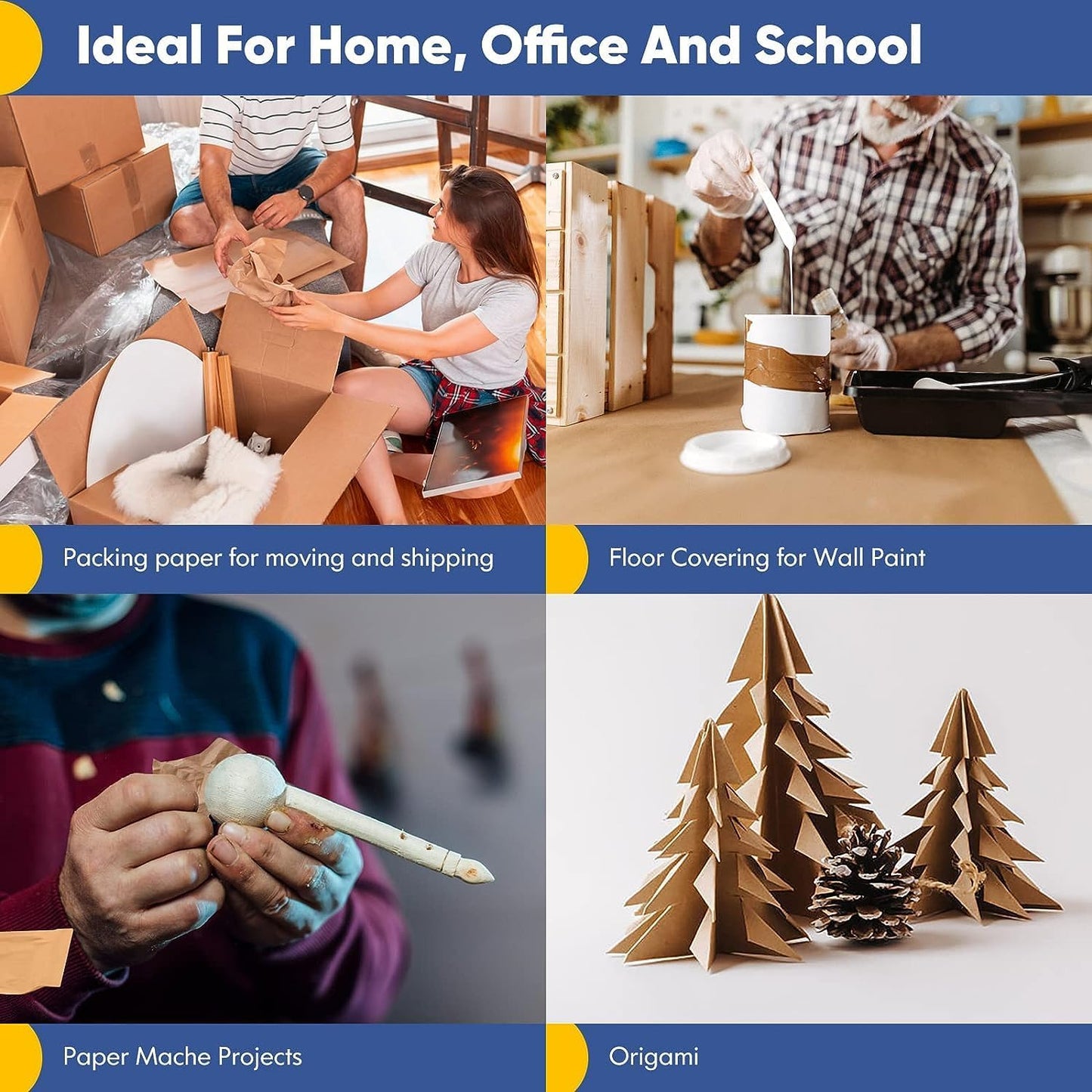 Vanhench 48"x 2400" (200') Brown Jumbo Roll Wrapping Paper, Kraft Craft Paper Roll for Bulletin Board Kids Arts Crafts Packing Shipping Poster Construction, Christmas Wrapping Paper