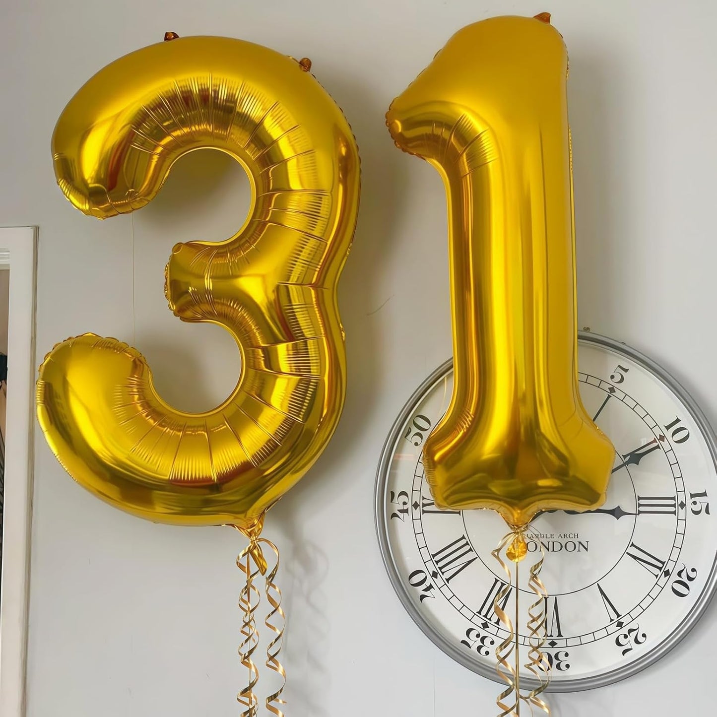 Gold 5 Balloon Number,40 Inch Number 5 Balloon Large Gold 5 Foil Mylar Helium Balloon for Birthday Party Decorations