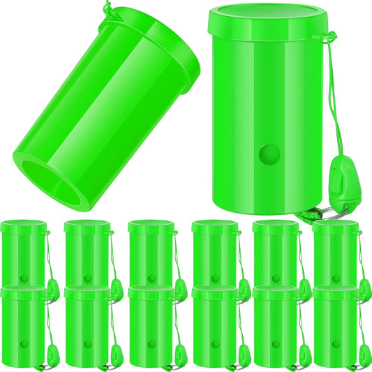 12 Pcs Mini Air Horns 3 Inch Noisemakers for Sporting Events Parties Celebrations Loud Noise Maker Blow Horn Noise Whistle with Lanyard for Birthday Party Celebrations Goodie Fillers(Green)